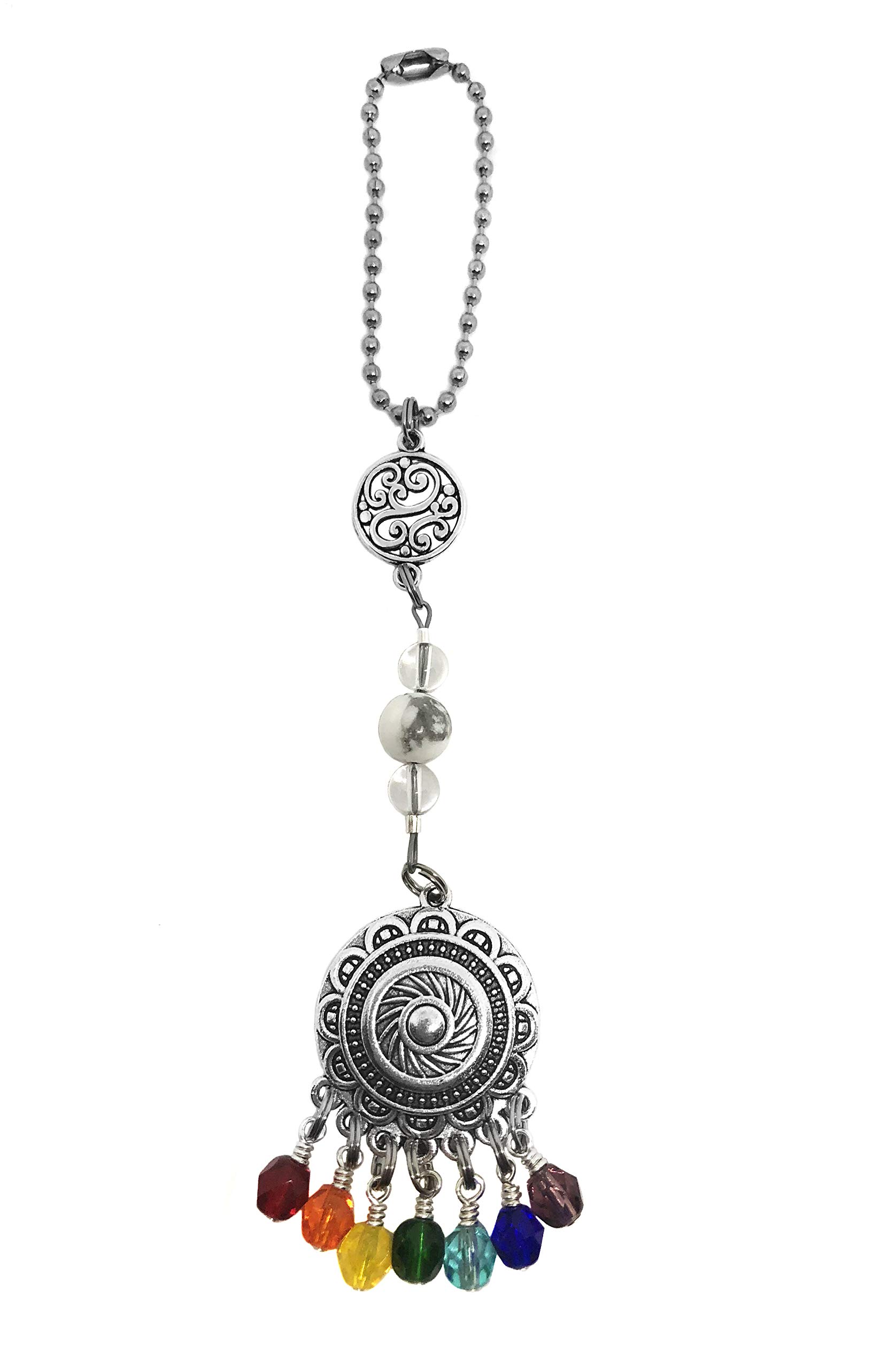 Antique Silver Chakra Chandelier Car Charm for Home & Auto Decor