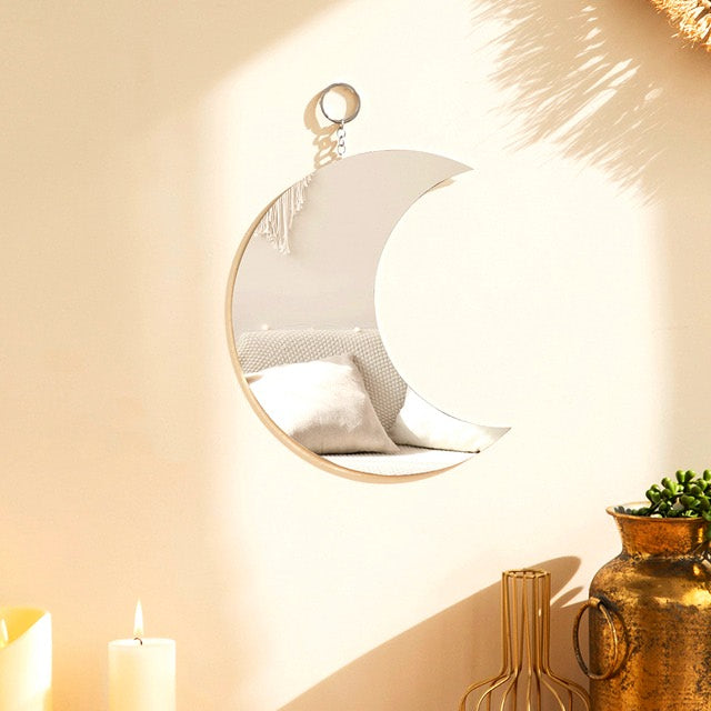Stylish Mirror Moon Wall Decor for Home & Office - Perfect for Bedroom, Living Room & Dorm Decorations