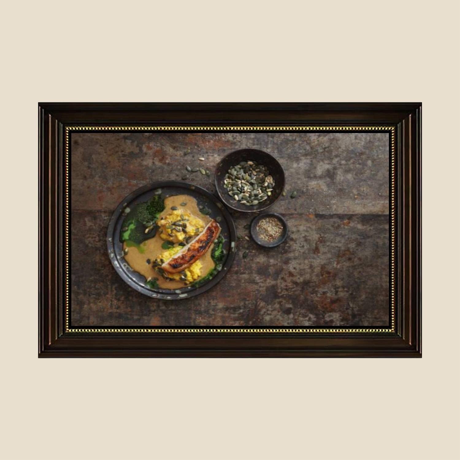 Vintage Chicken Breast Pumpkin Puree Canvas Wall Art Print - 24x36 Inch Framed Retro Painting Poster, Ready to Hang Home Decor for Living Room, Bedroom, Kitchen | Farmhouse Style Wall Decor for Dining Room & Office