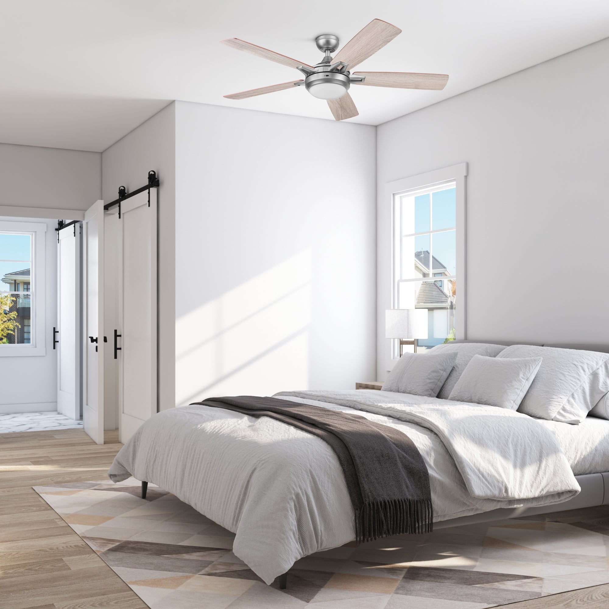 52 Inch Lorelai Smart Ceiling Fan with Remote Control - Silver Finish - Perfect for Living Room, Bedroom & Office Cooling and Air Circulation