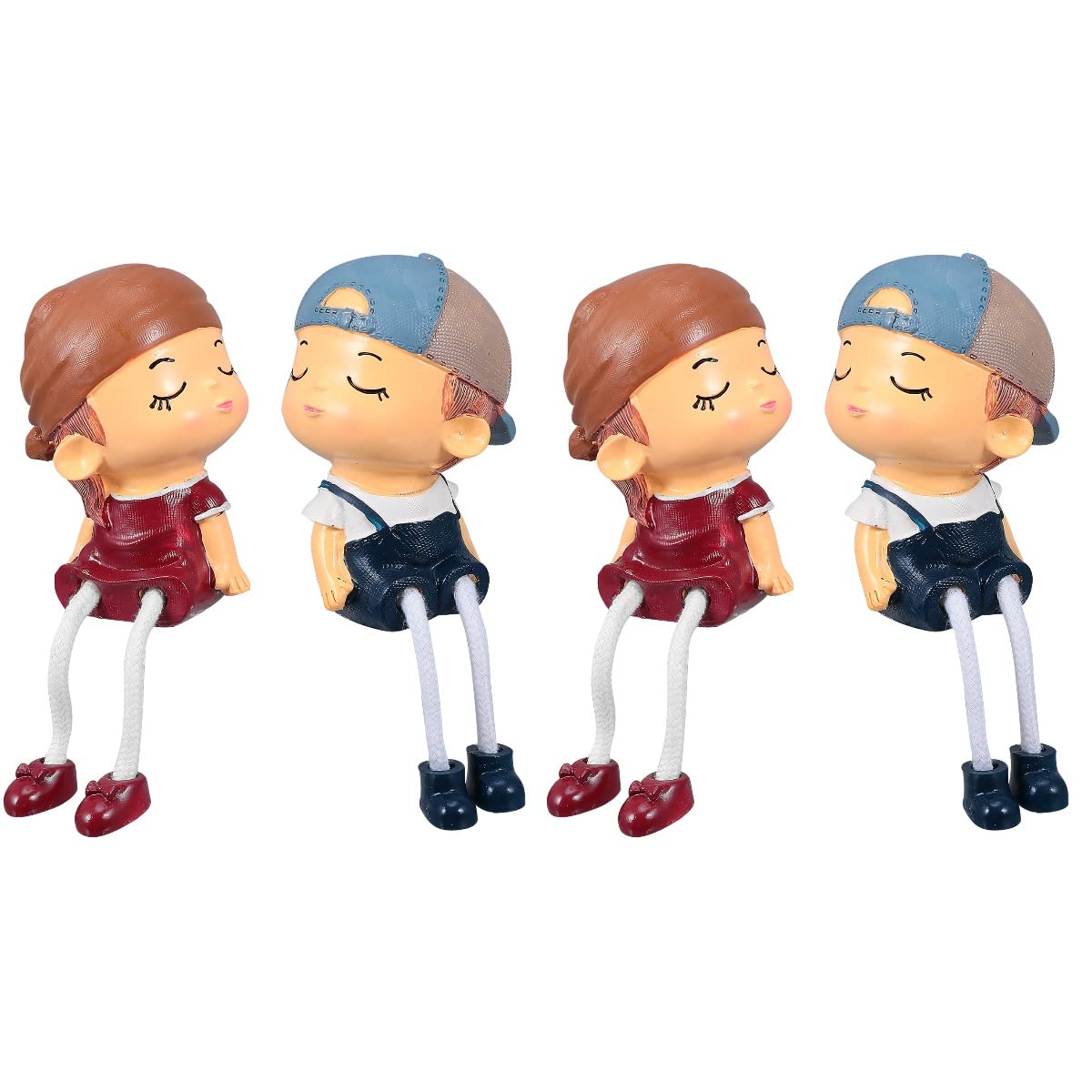 Veemoon 2 Pairs Romantic Couple Figurines - Cute Lover Doll Statues for Home Decor, Wedding Gift, Desktop Ornament | Perfect for Valentine's Day, Anniversary, Living Room & Bedroom Decoration