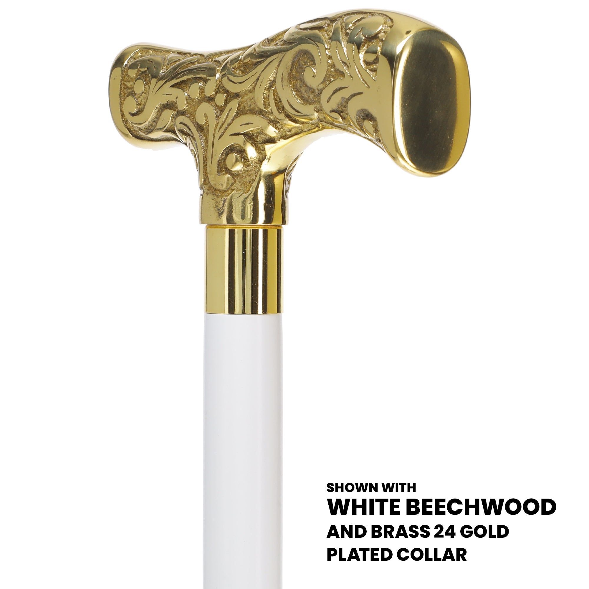 Premium Brass T-Shaped Handle Walking Cane with Wenge Wood Shaft & Gold Collar - V3205 | Durable Mobility Aid for Seniors & Fashionable Support for Outdoor Walks