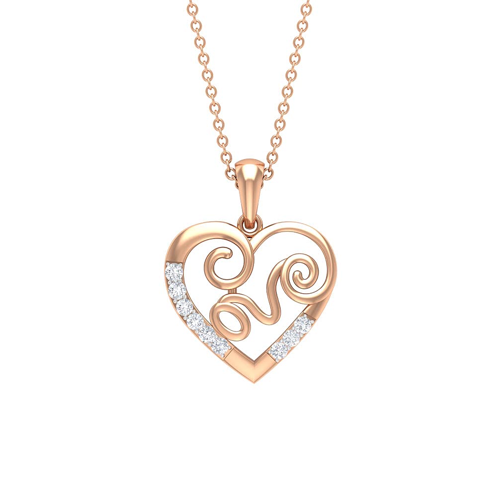 14K Solid Gold Real Diamond Heart Pendant Necklace for Women - Elegant Love Jewelry Gift for Anniversary, Valentine's Day & Special Occasions