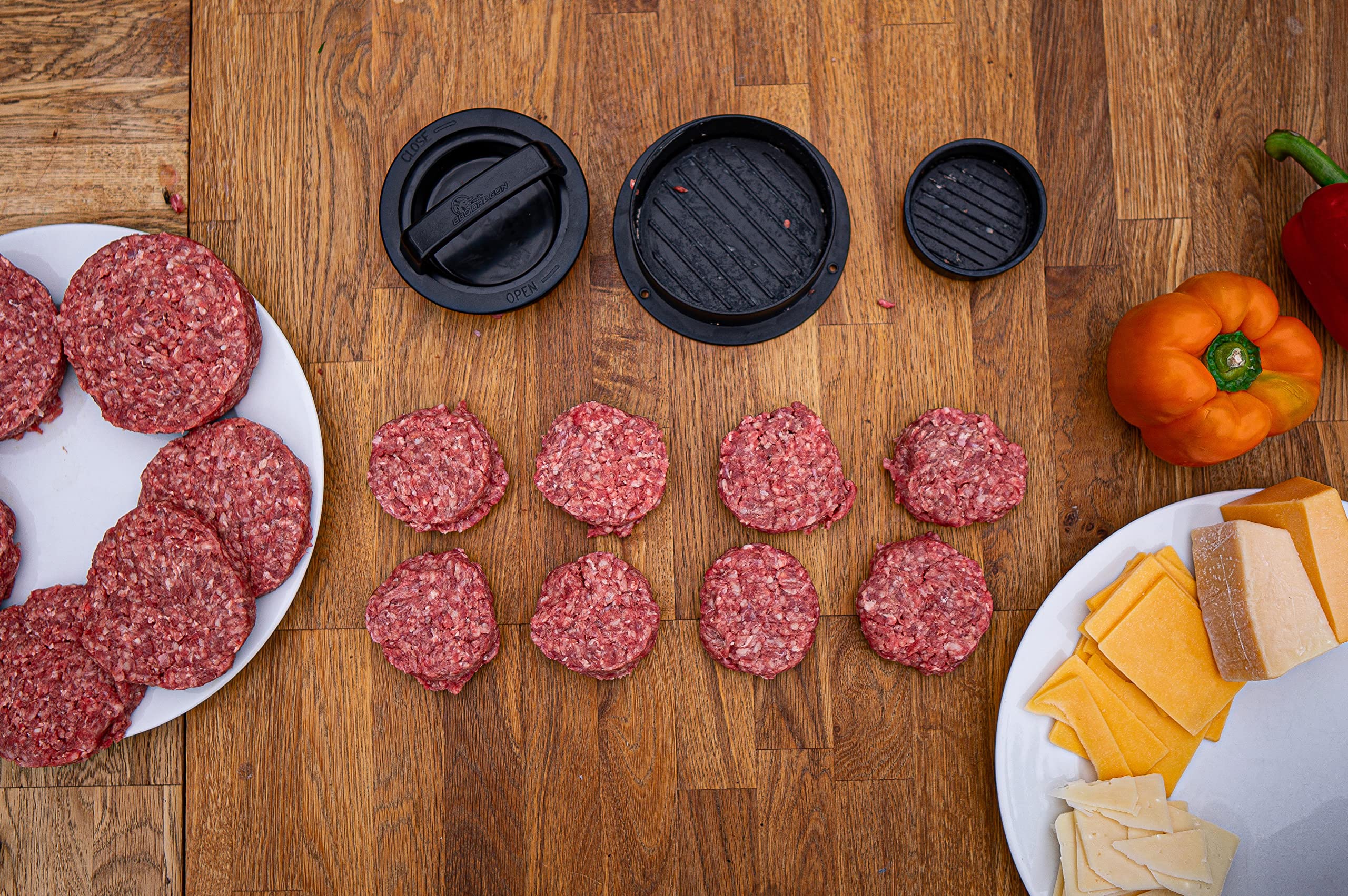 BBQ Dragon 3-in-1 Non-Stick Hamburger Patty Maker - Perfect for Sliders, Stuffed Burgers & Full-Sized Patties - Dishwasher Safe Burger Press Mold & Grill Accessory - Ideal for Backyard BBQs, Cookouts & Outdoor Cooking Parties