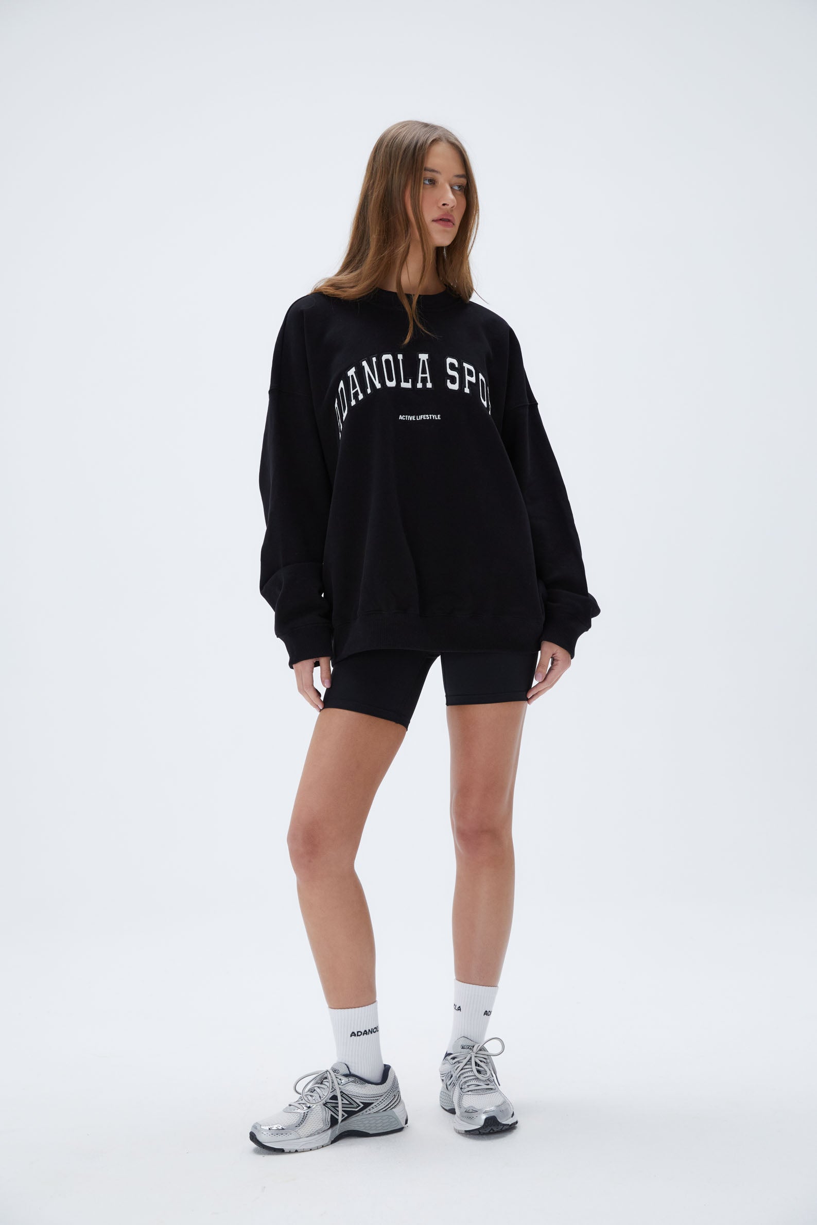 AS Oversized Sweatshirt for Women - Soft Cotton Black Pullover | Casual Loungewear, Streetwear Fashion & Cozy Winter Outfit