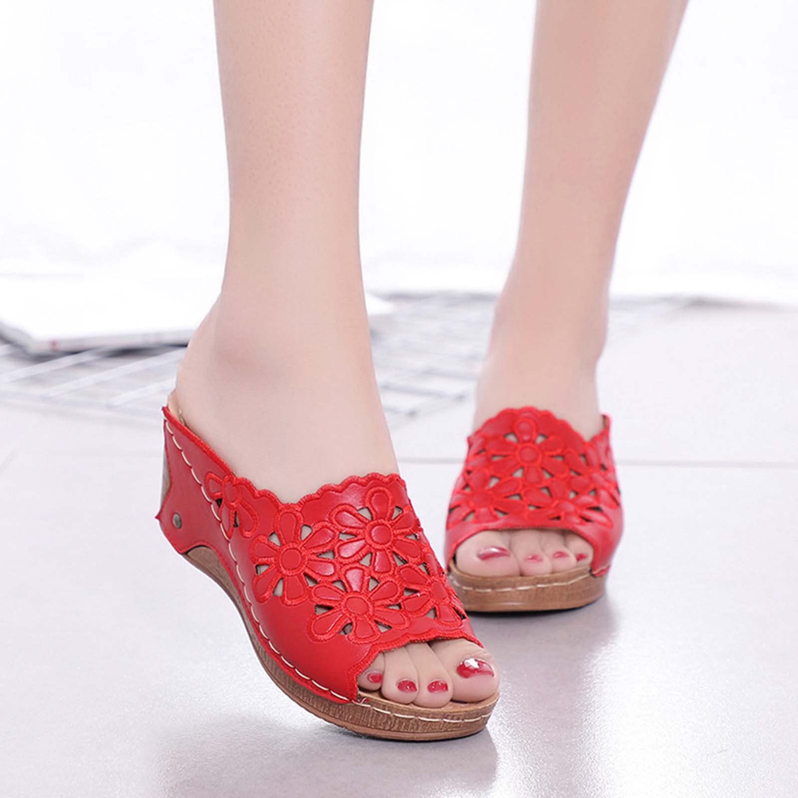Stylish Women's Open Toe Wedge Sandals - Breathable Hollow Out Design Summer Casual Slip-On Platform Shoes | Perfect for Beach, Vacation, and Everyday Wear