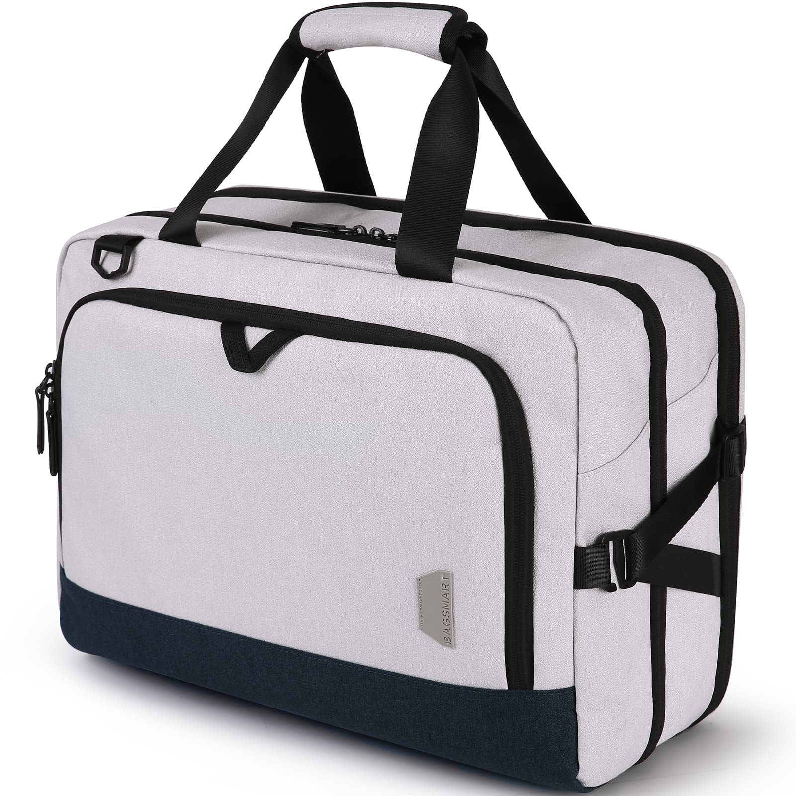 BAGSMART Expandable Travel Duffle Bag - Waterproof Anti-Theft Weekender Overnight Bag with Shoe Compartment & USB Port (Grey) - Perfect for Gym, Business Trips & Weekend Getaways