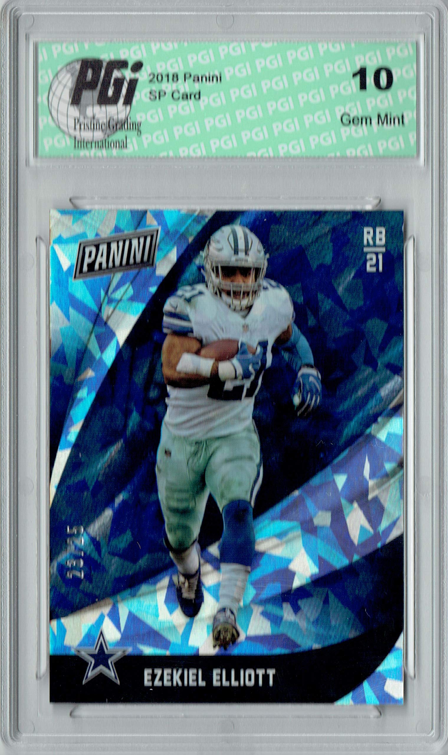 2018 Panini Ezekiel Elliott #33 Cracked Ice Limited Edition 25 Made PGI 10 Graded Football Card - Perfect for Collectors, Sports Memorabilia Displays & NFL Fan Gifts
