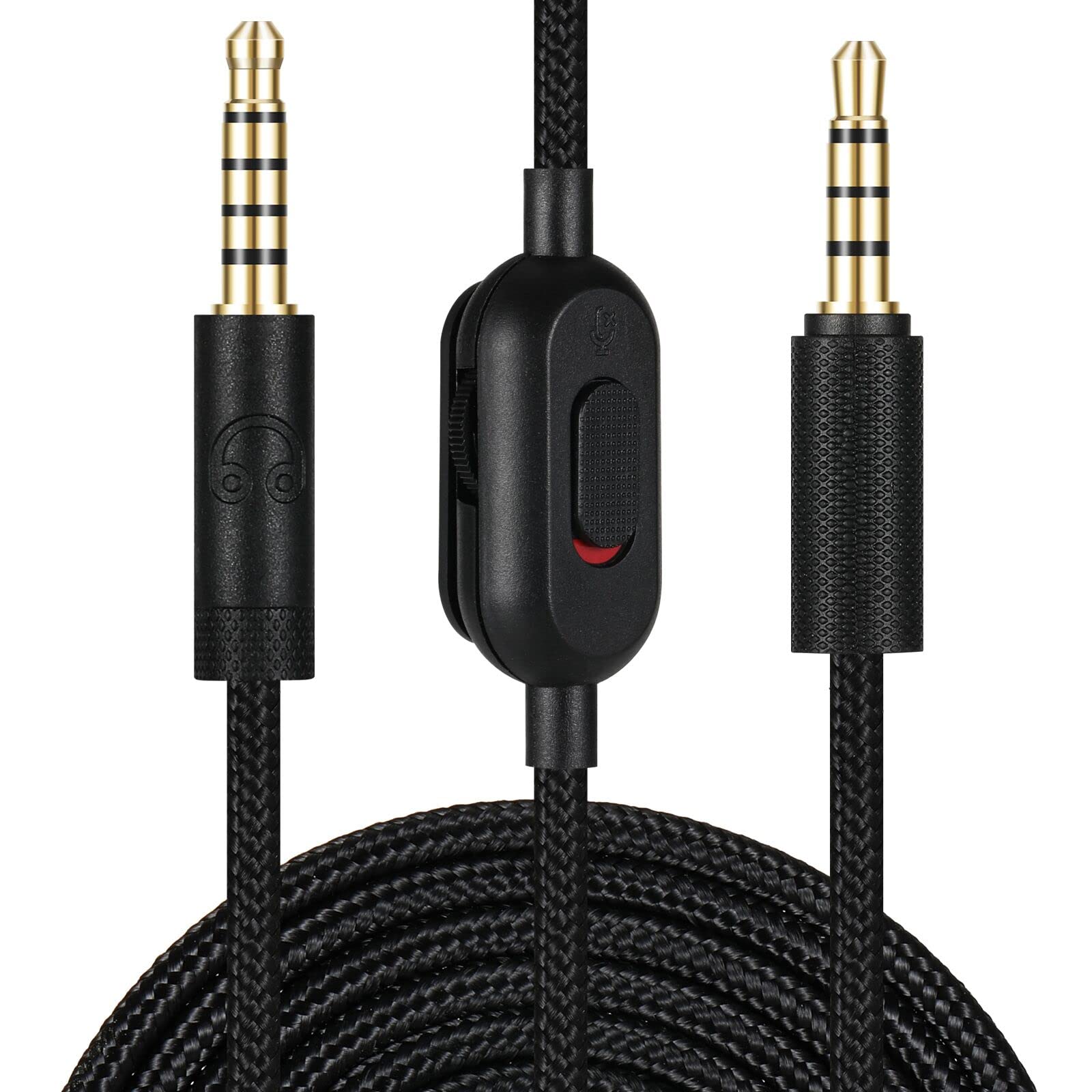 Premium Replacement Audio Cable for Logitech G433/G Pro X/G Pro/G233 Gaming Headphones - Braided AUX Cord with Volume Control & Mic Mute - Durable Black Gaming Headset Accessory for PC, PS4, Xbox & Mobile Gaming
