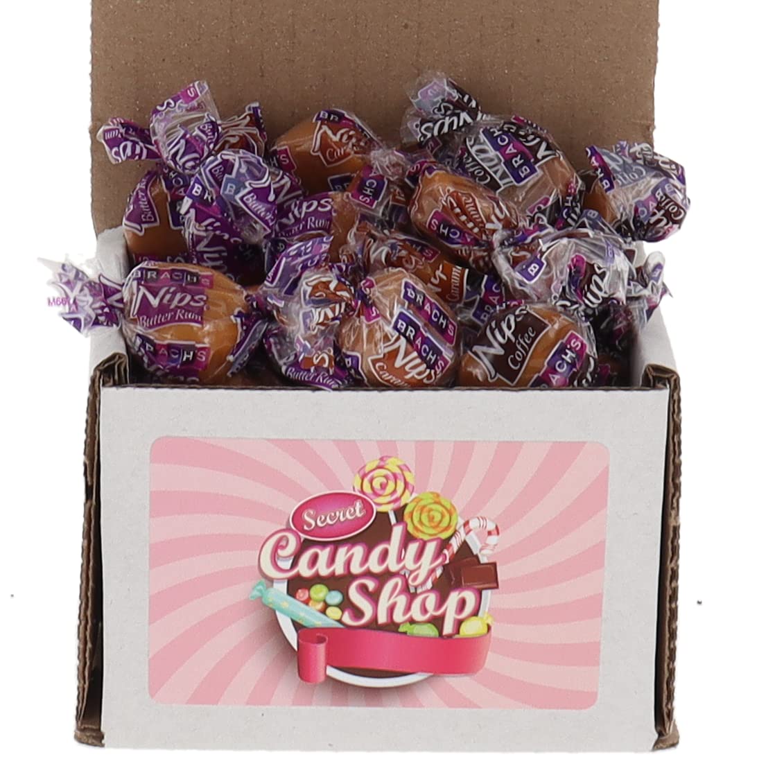 SECRET CANDY SHOP Bulk Hard Candy - 25 Count Caramel Nips for Office, Parties & Gifts | Individually Wrapped Sweets for Sharing