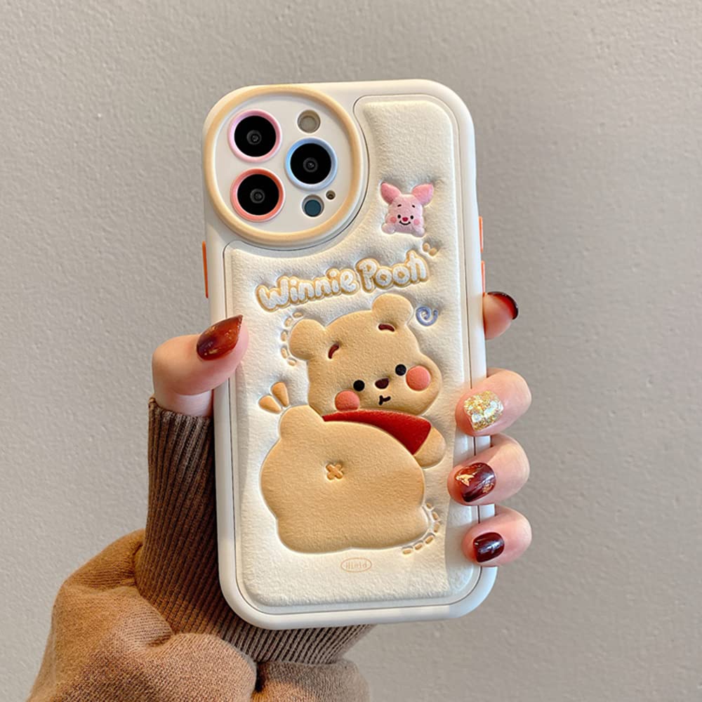 Aardvark Tees Cute Bear TPU Leather Embossed Cartoon Case for iPhone 12 Pro Max - Soft Rubber Shockproof Protective Phone Cover for Women & Girls | Perfect for Everyday Use, Work, School & Travel