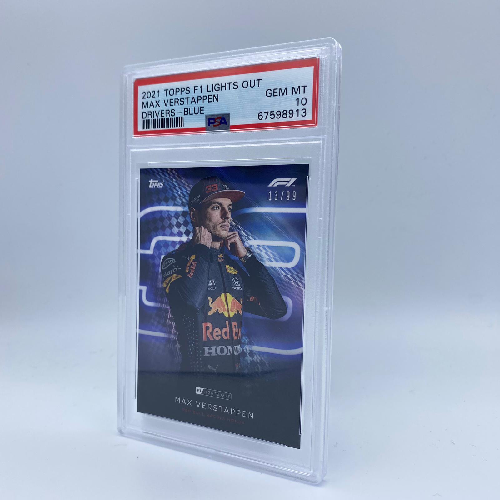 PSA 10 13/99 Max Verstappen Blue Parallel Racing Card - Rare Collectible for F1 Fans & Sports Memorabilia Enthusiasts - Perfect for Display, Trading, and Investment