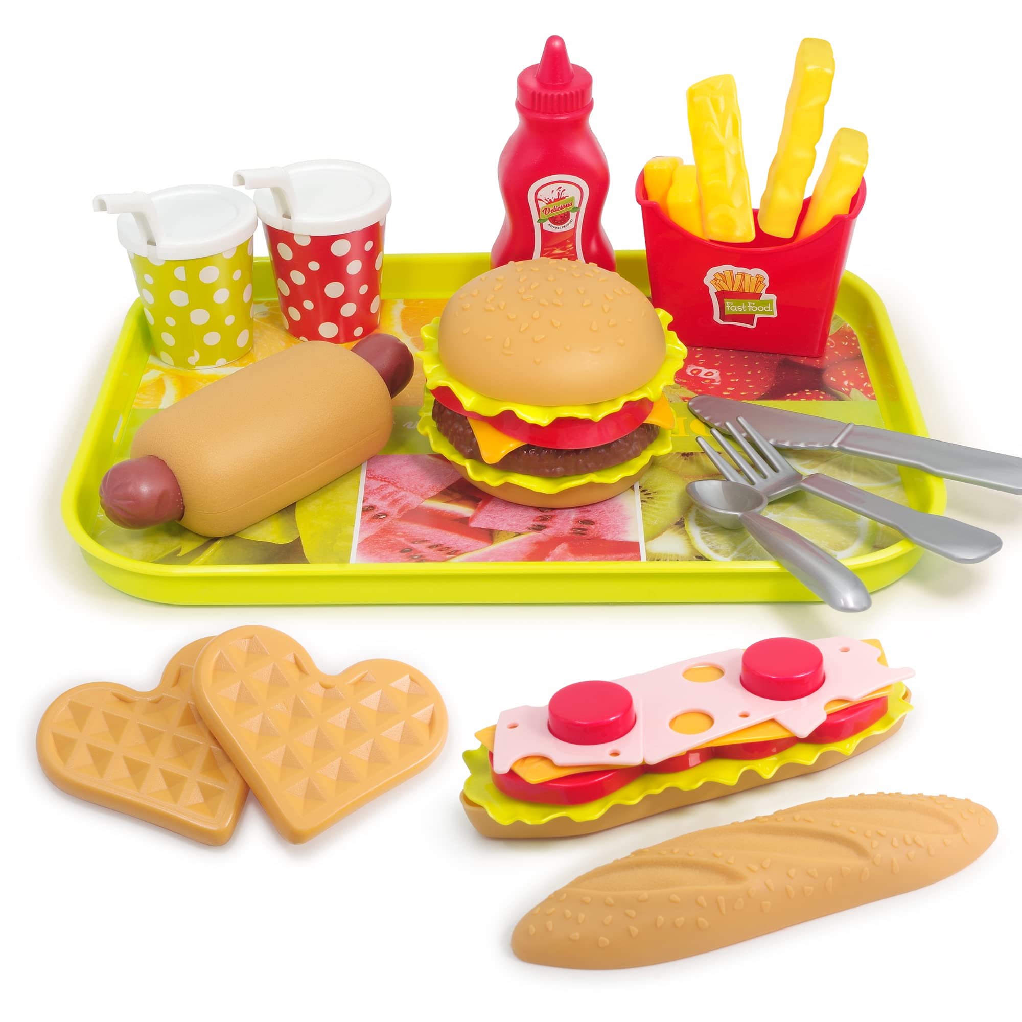 U DREAM Pretend Play Food Set - Stacking Toy Burgers for Kids Kitchen, Educational Toddler Toys for Role Play & Learning | Perfect for Preschool, Daycare & Home Playtime
