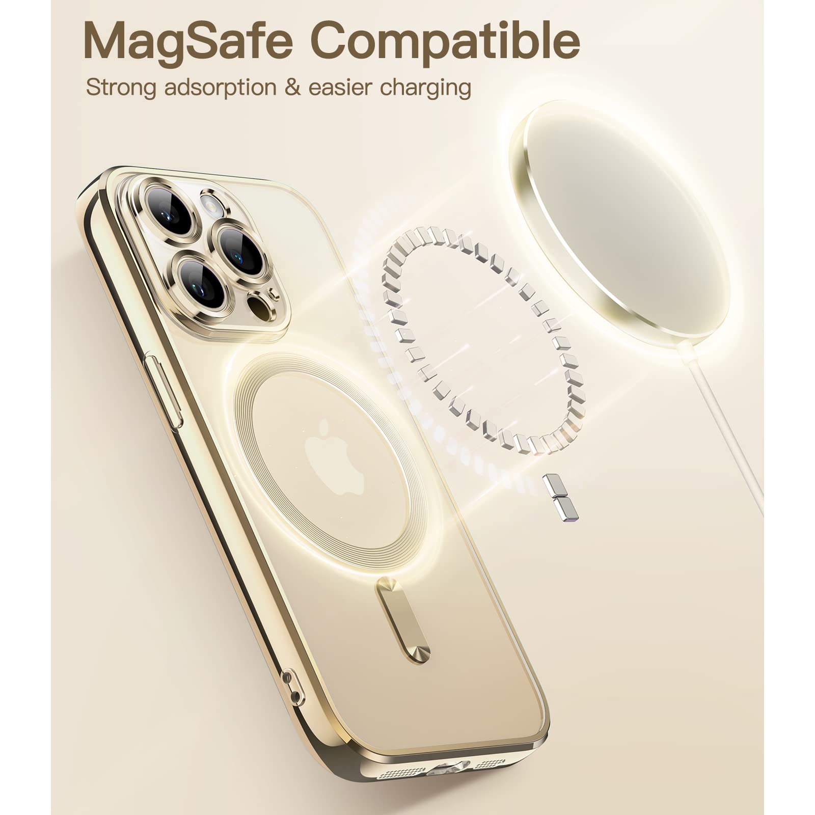 JETech Soft Clear Case for iPhone 14 Pro 6.1-Inch - Shockproof TPU Phone Cover with Full Camera Protection & MagSafe Wireless Charging Compatibility (Gold) | Perfect for Everyday Use, Travel & Work Protection