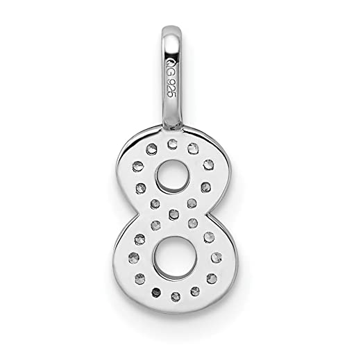 14k White Gold Diamond Women's Number 8 Charm Pendant - Elegant Bijou Jewelry for Birthdays, Anniversaries & Special Occasions