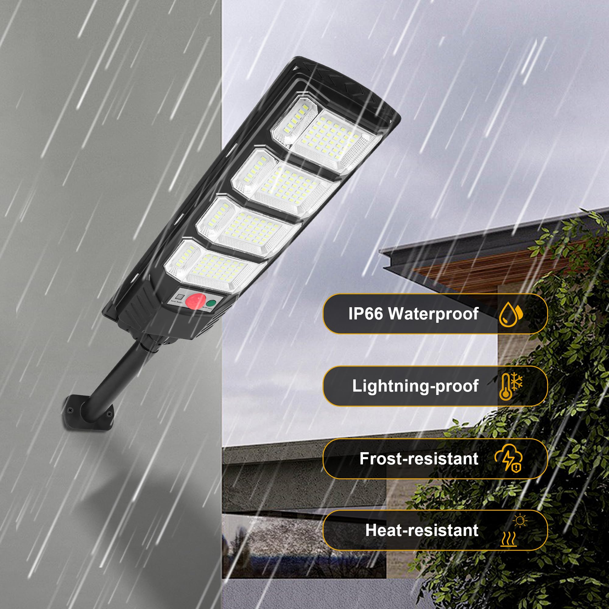2 Pack Solar Street Lights Outdoor Waterproof IP66 - 8000K White LED Dusk to Dawn Motion Sensor Solar Security Lights with Remote Control for Parking Lot, Garage, Yard, Garden, Pathway | Solar Powered Outdoor Lighting for Home & Commercial Use
