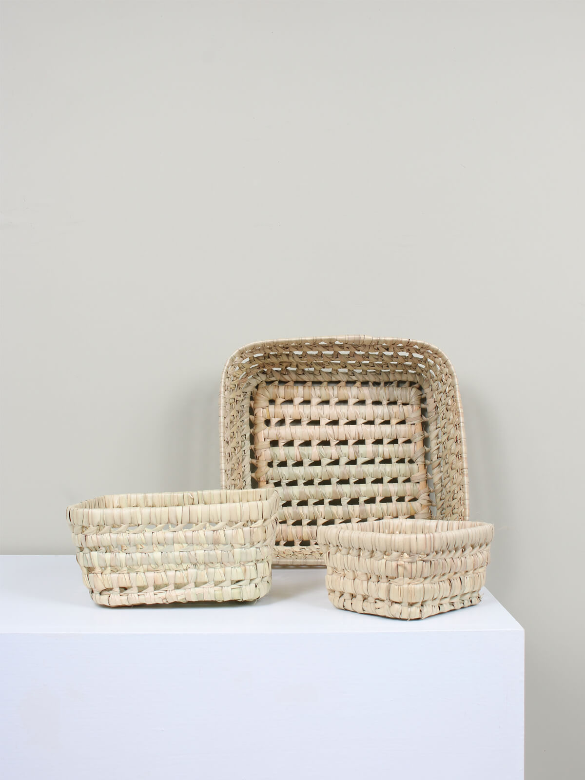 Square Open Weave Storage Tray - Bamboo Organizer for Home & Office - Perfect for Desk Organization, Bathroom Essentials, and Kitchen Countertop Storage
