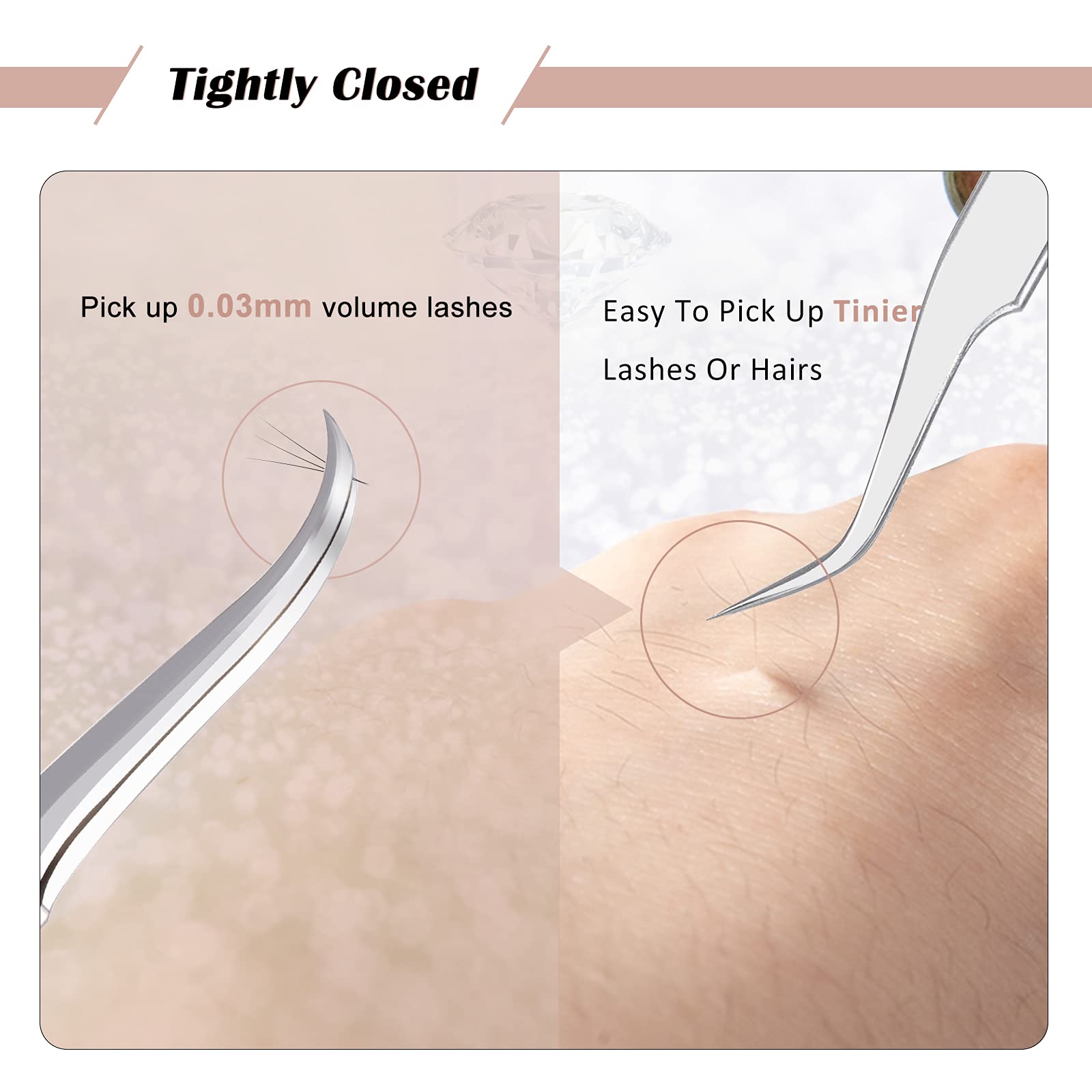 Professional Eyelash Extension Tweezers Set - Stainless Steel Straight & Curved Volume Lashes Tweezers for Salon & Home Use - Rose Gold Beauty Tools for Perfect Lash Extensions