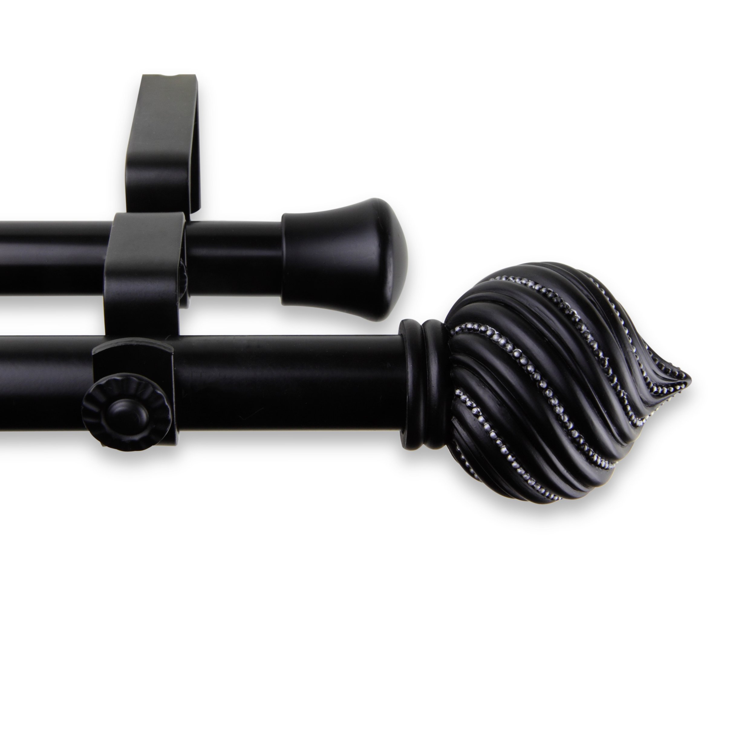 A&F Rod Decor - Posie Double Curtain Rod 48-84 Inch Adjustable Black Metal Window Treatment for Living Room & Bedroom