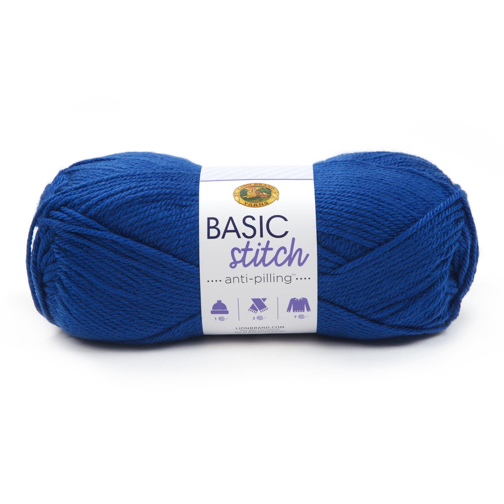 Lion Brand Yarn Basic Stitch Anti-Pilling Knitting & Crochet Yarn - 1 Pack Royal Blue - Perfect for Scarves, Blankets & Baby Clothes