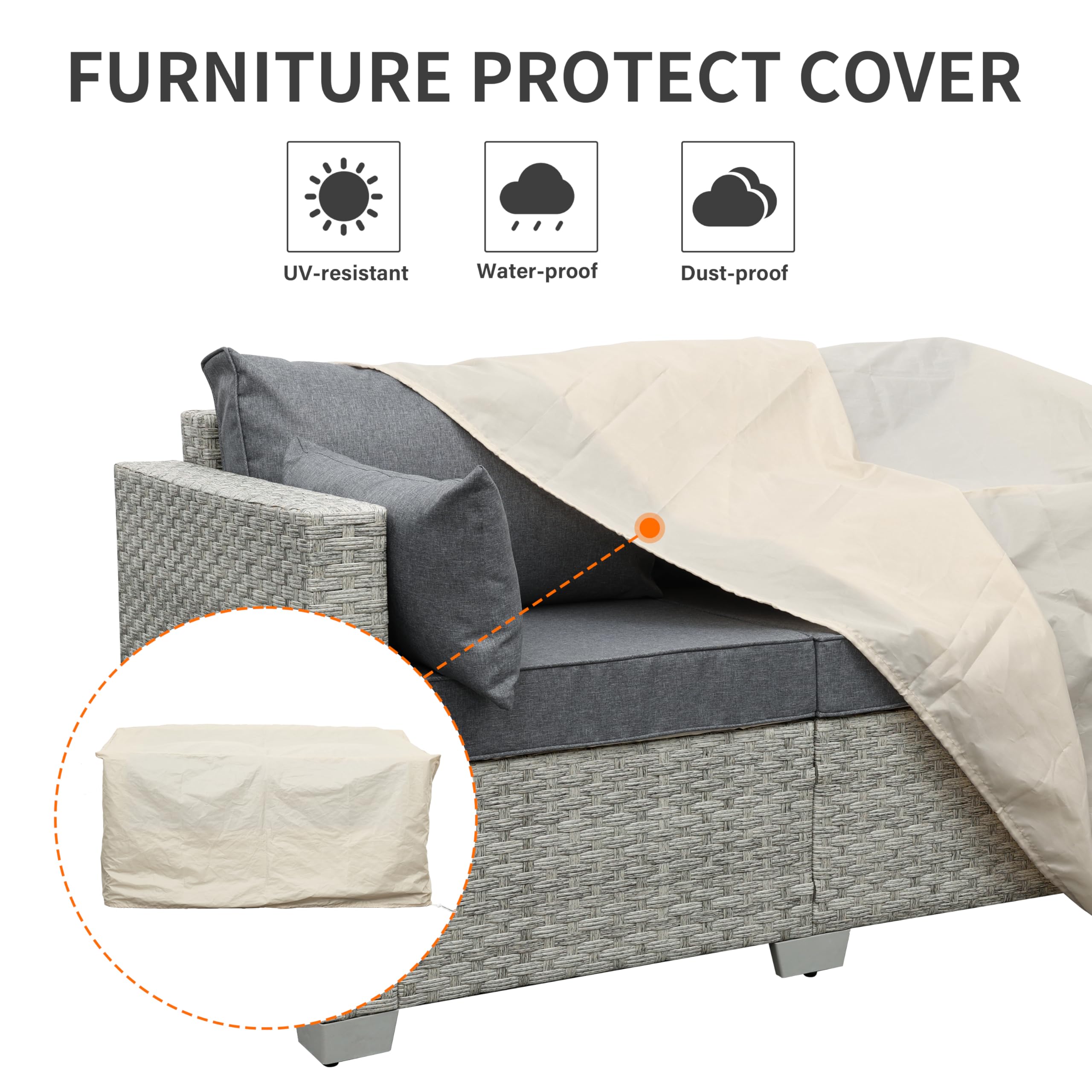 WAROOM Outdoor Patio Loveseat - PE Rattan 2-Seater Wicker Sofa with Gray Cushion, Deep Seating Small Couch for Garden, Balcony & Backyard Relaxation