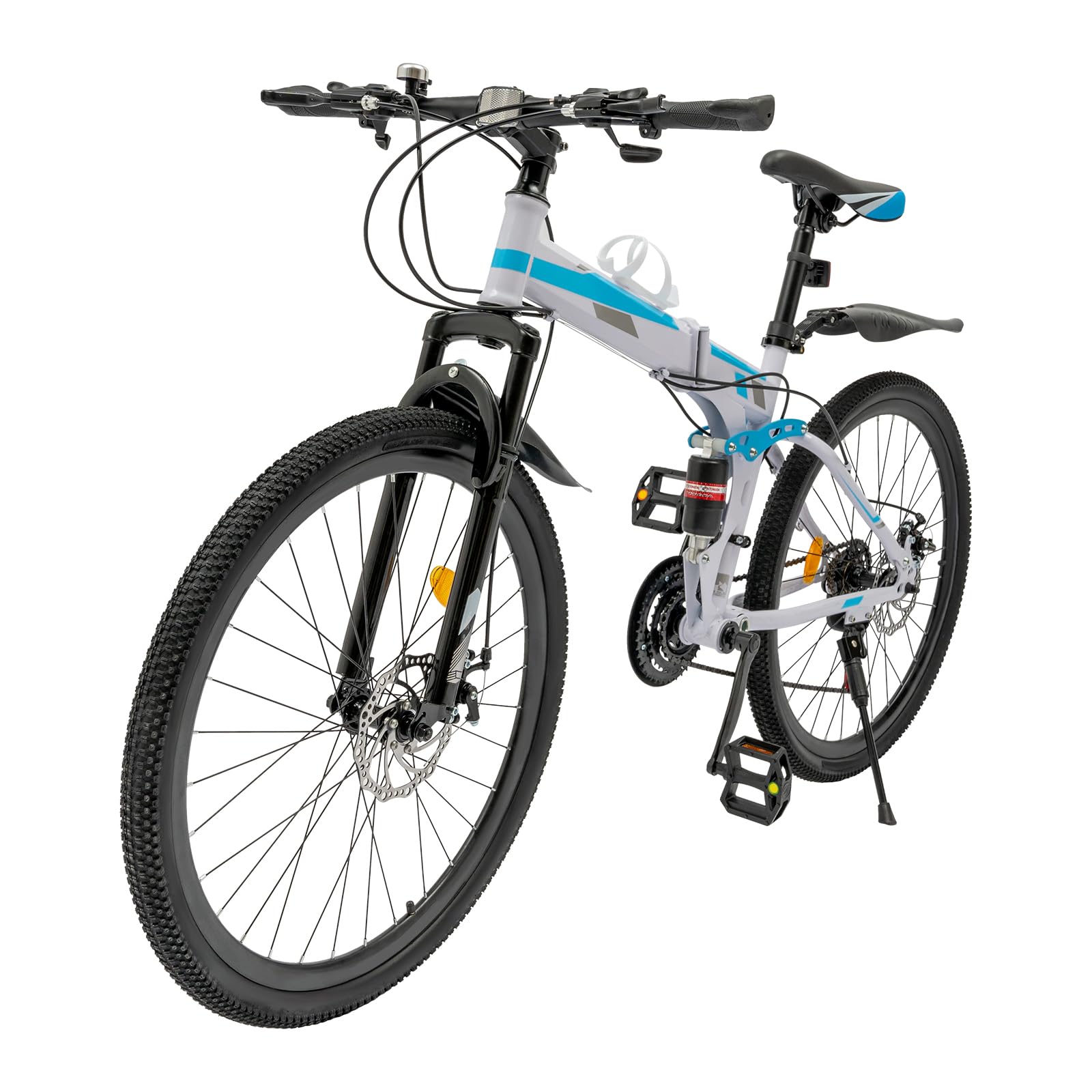 26 Inch Folding Mountain Bike - 21 Speed Foldable Commuter Bicycle with Dual Disc Brakes & Mudguards | Adjustable Height for Adults, Men & Women | Perfect for City Riding, Commuting & Outdoor Adventures