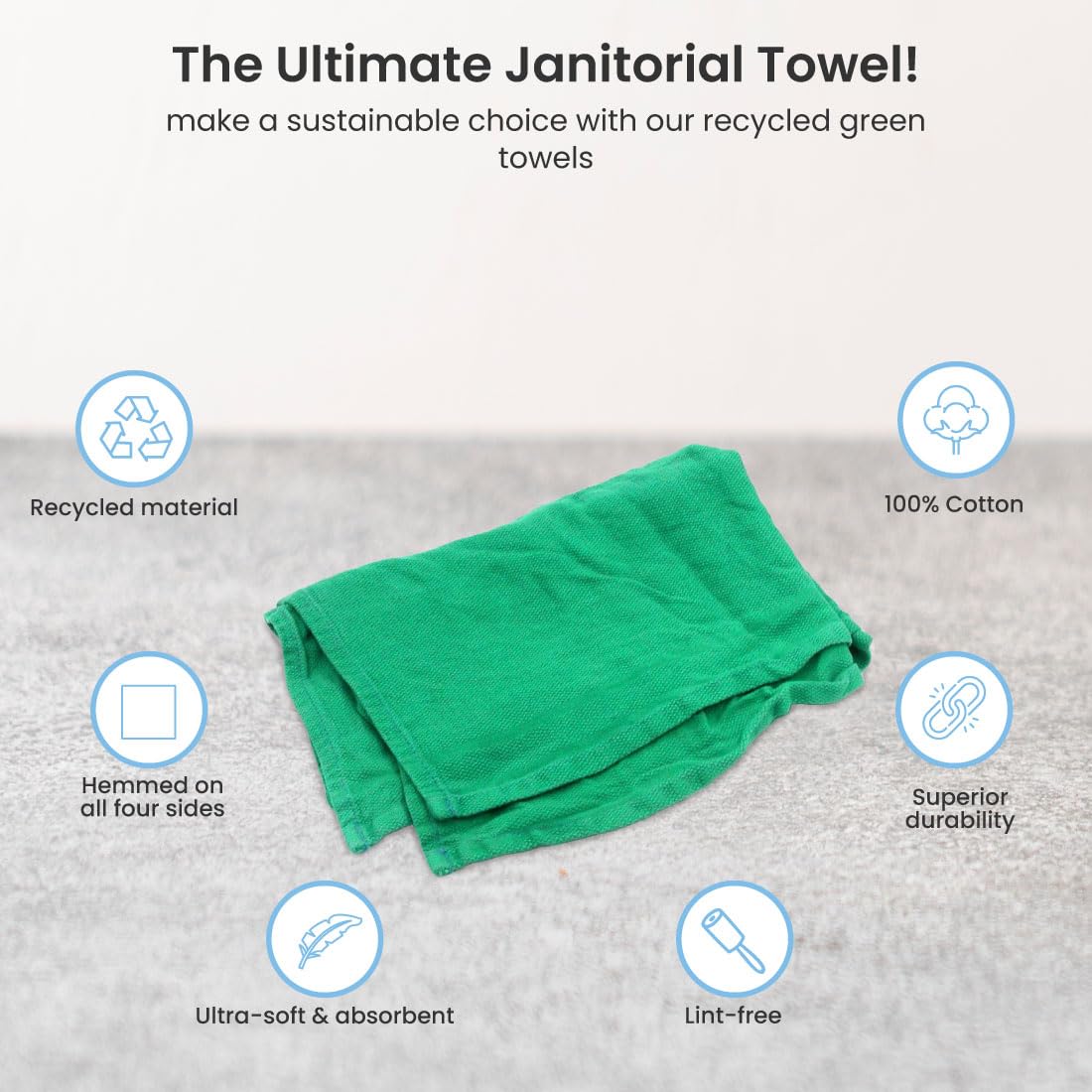**A&A Premium Recycled Green Surgical Huck Towel Rags – Non-Streaking, Lint-Free Multi-Purpose Cleaning Cloths – 10 Pound Box – Ideal for Hospitals, Garages & Household Cleaning**