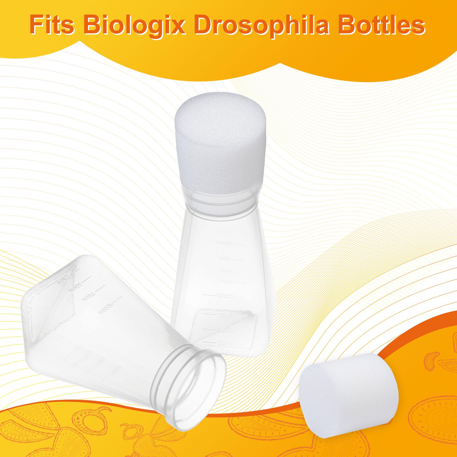 Drosophila Plug for 177ml Plastic Bottle - Pack of 1000 | Lab-Grade Fruit Fly Stoppers for Scientific Research & Classroom Experiments