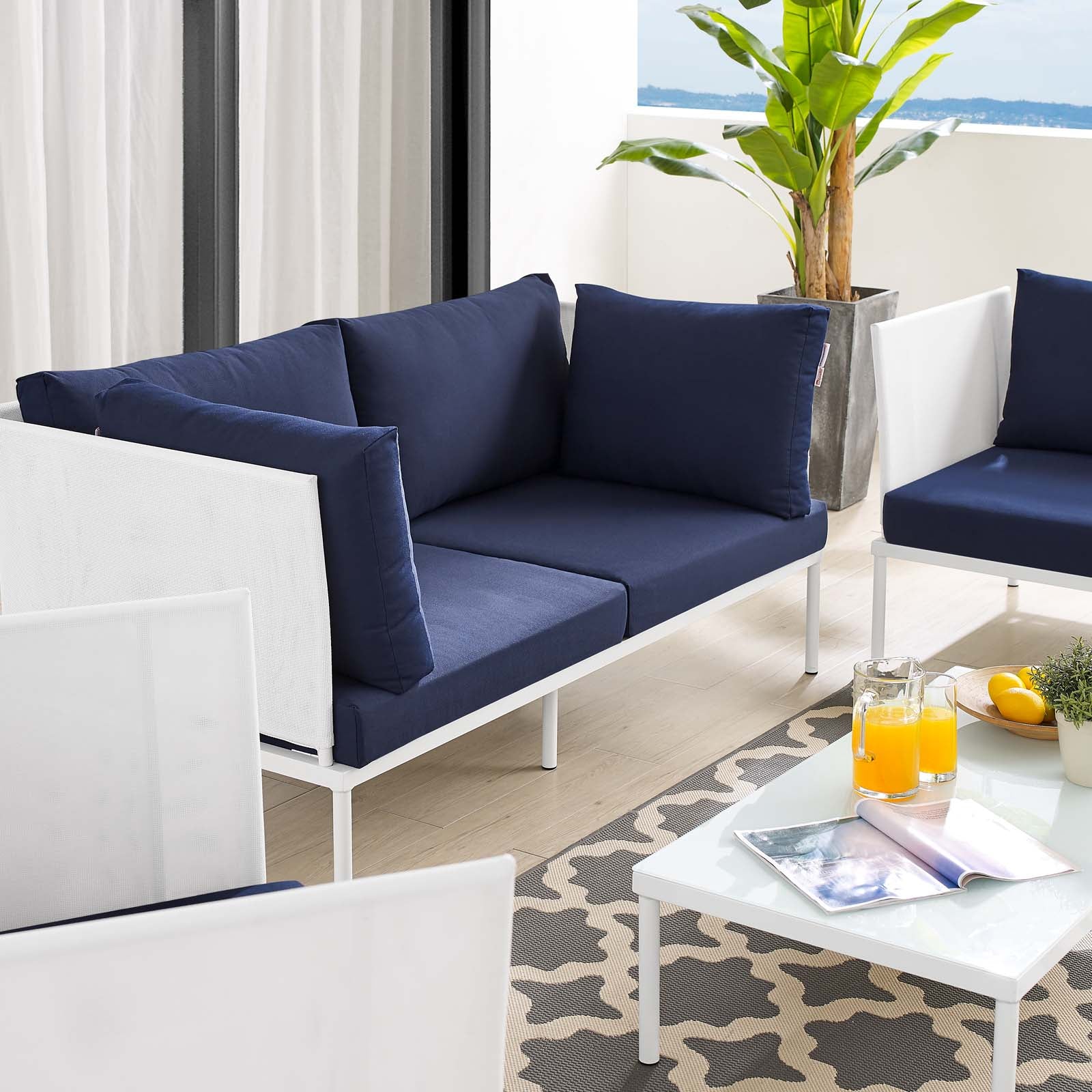 5-Piece Harmony Outdoor Patio Furniture Set with Sunbrella® Cushions - Durable Aluminum Frame for Backyard, Poolside & Garden Relaxation