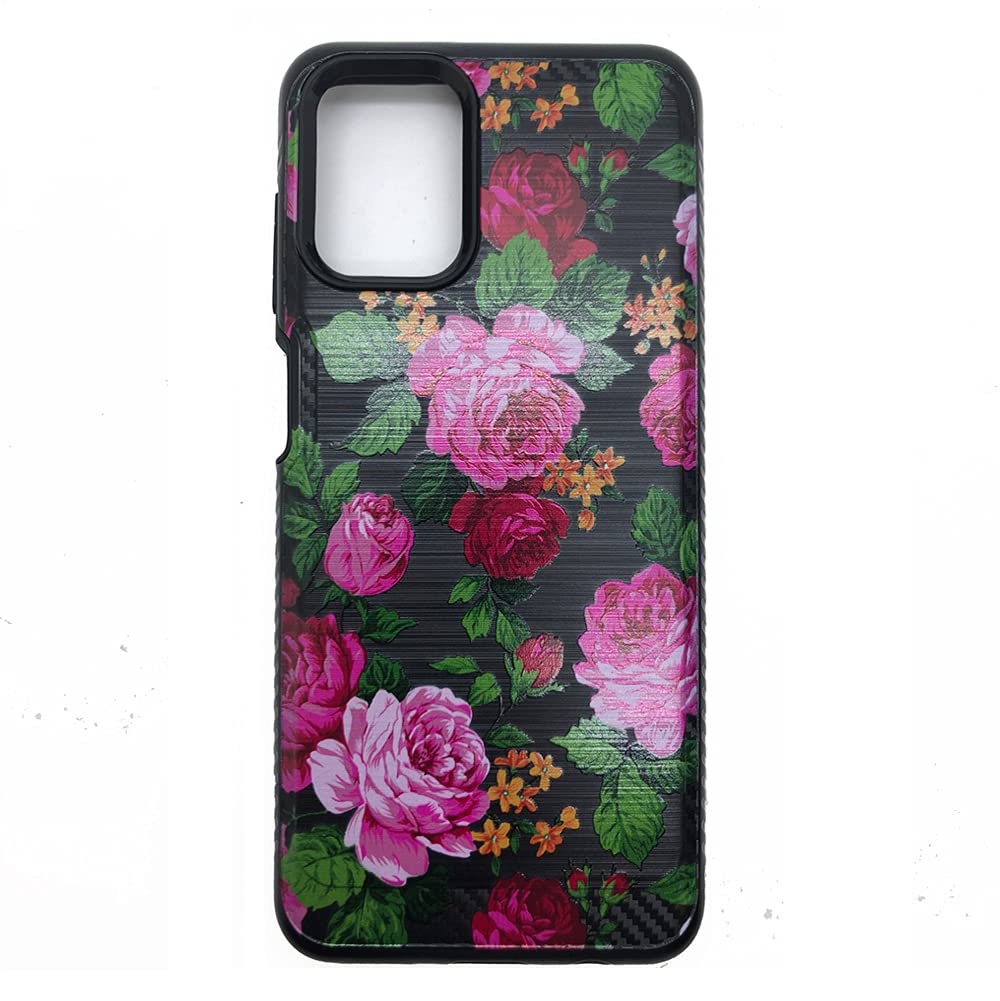 Shockproof Phone Case for Samsung Galaxy A12 & S127DL - Dual Layer Protective Cover with Brush Design in Pink Rose | Perfect for Daily Use, Work & Outdoor Activities