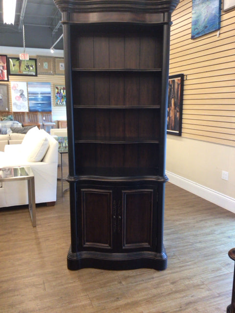 Dark Wood Two Door Tall Bookcase - Hooker Furniture for Home Office & Living Room Storage | Elegant Bookshelf for Books, Decor & Display
