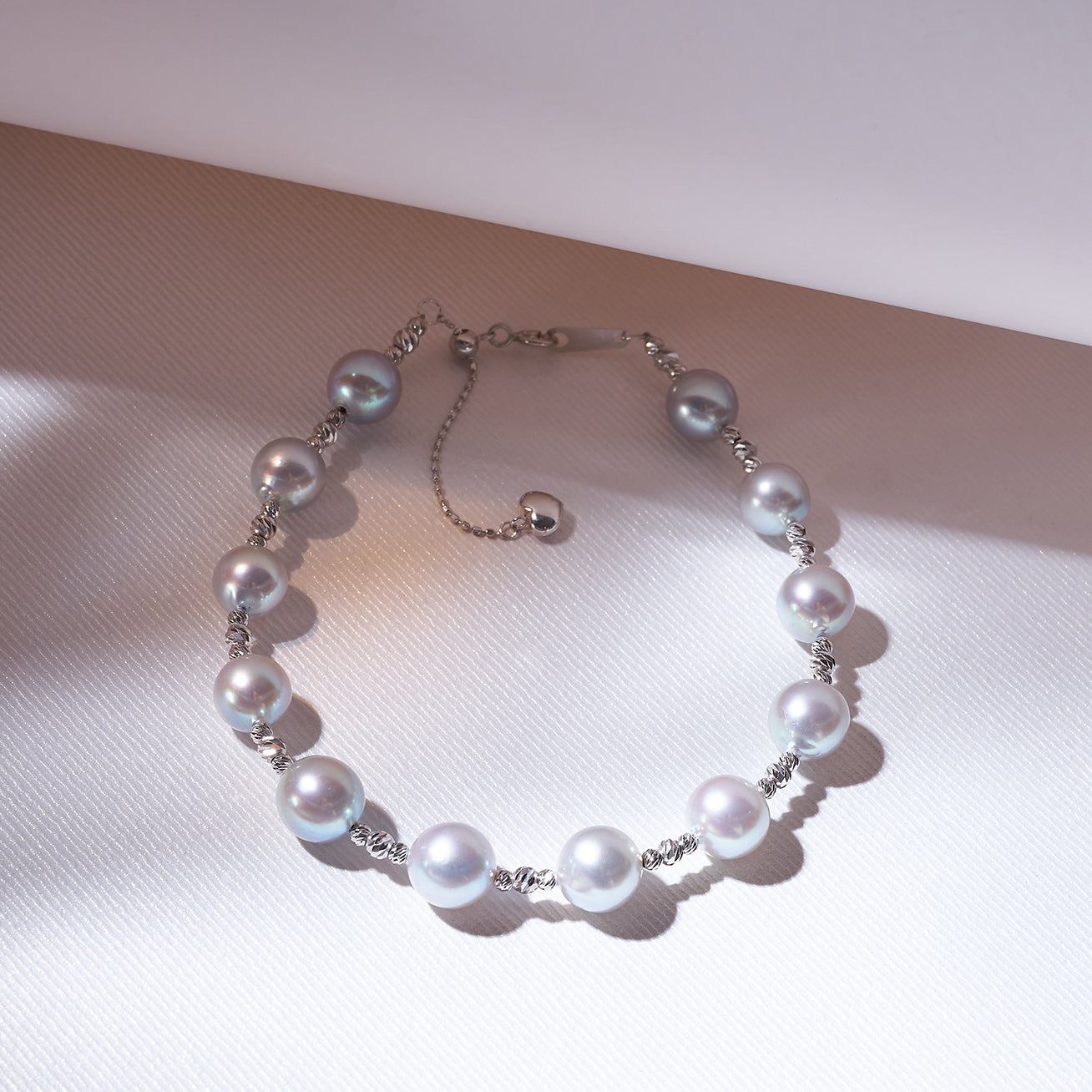 18K Solid Gold Silver Blue Akoya Pearl Bracelet for Women - Elegant Jewelry Gift for Wedding, Anniversary & Special Occasions | KB00037