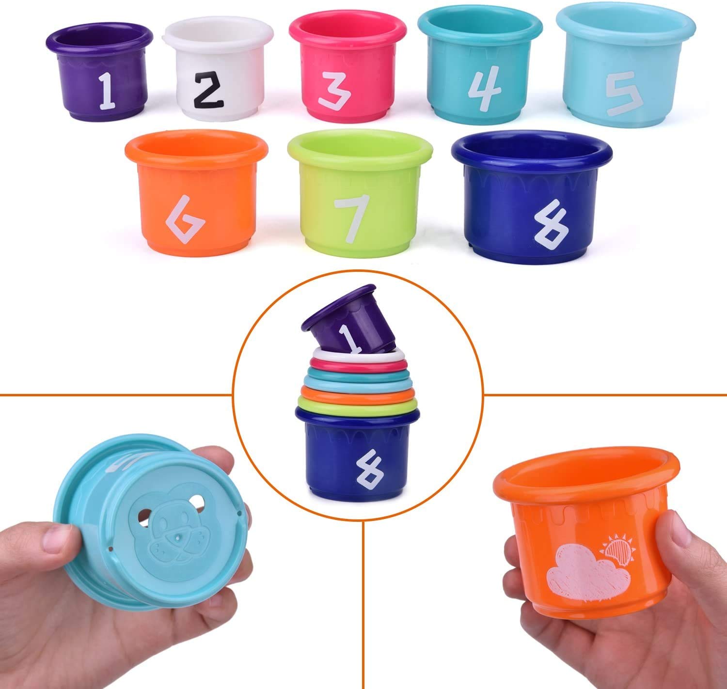 16Pcs Toddler Bath Toys Set - Flower Waterfall Water Station, Stacking Cups, Watering Can & Shower Toys for Kids Ages 1-5 | Fun Bath Time Learning Toys for Boys & Girls | Perfect for Sensory Play & Early Childhood Development