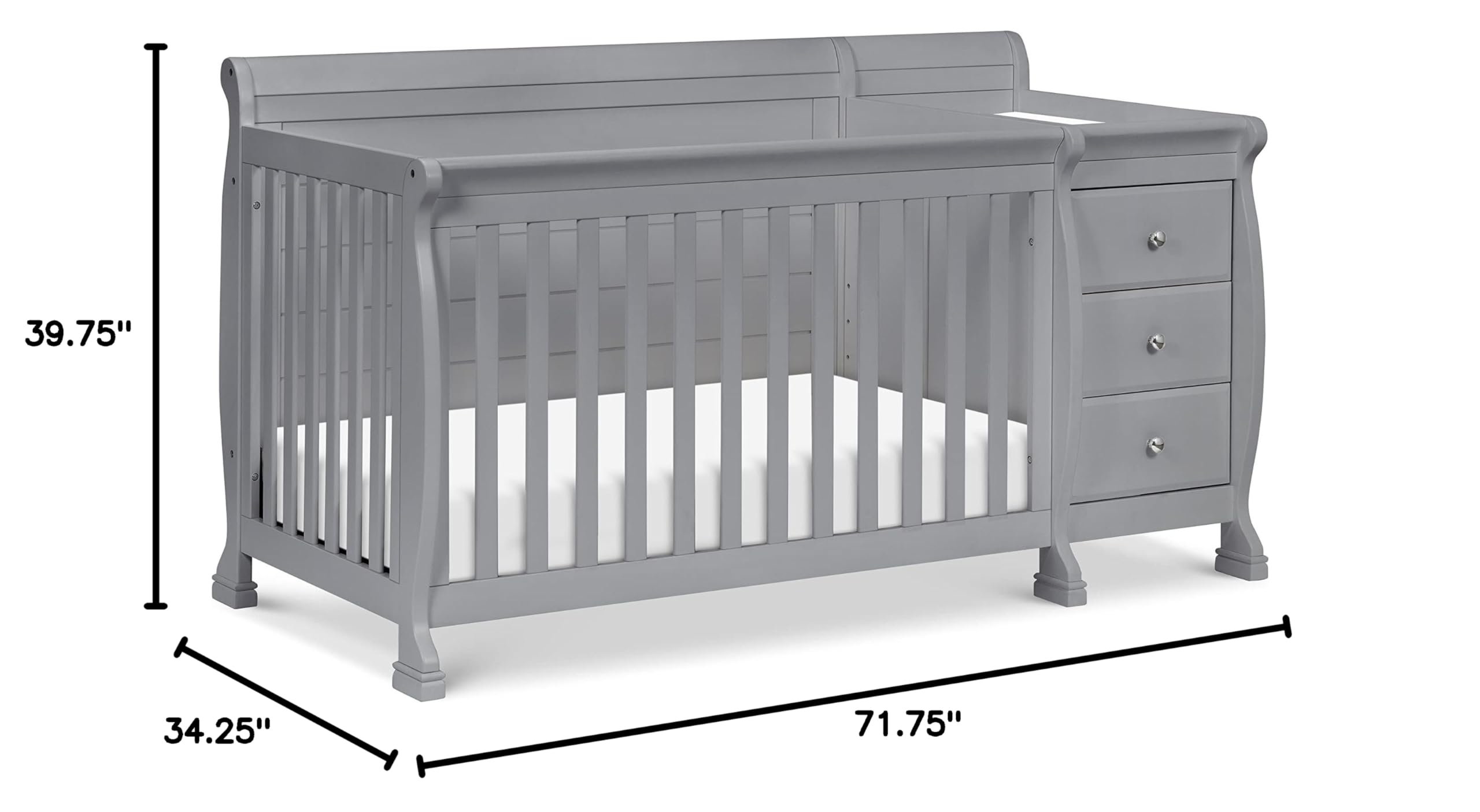 DaVinci Kalani 4-in-1 Convertible Baby Crib with Changing Table - GREENGUARD Gold Certified - Converts to Toddler Bed, Daybed & Full-Size Bed - 4 Adjustable Mattress Heights - Gray - Perfect for Nursery, Bedroom & Guest Room