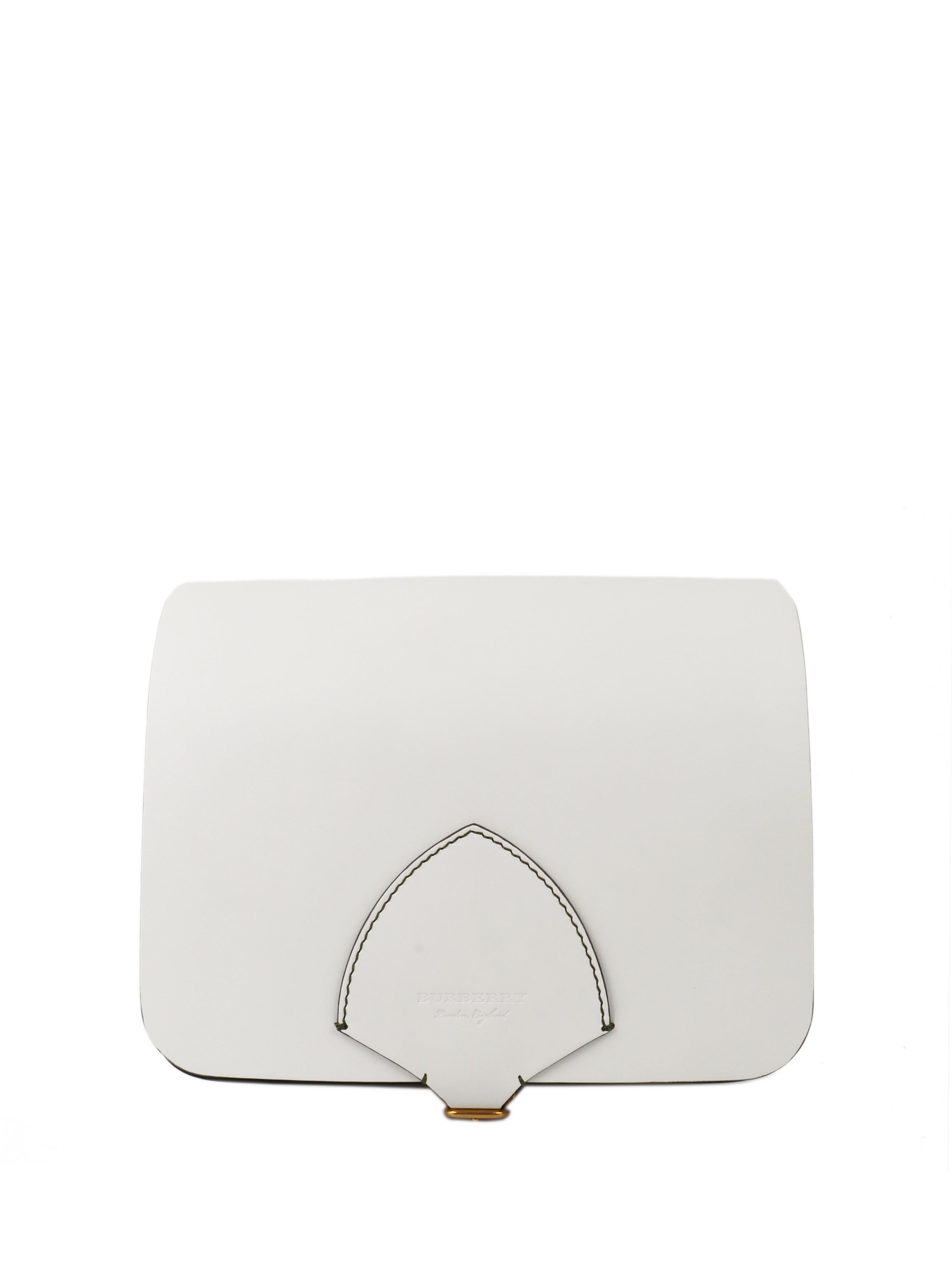 Burberry White Leather Satchel Handbag for Women - Stylish Crossbody Purse for Work, Travel & Everyday Use