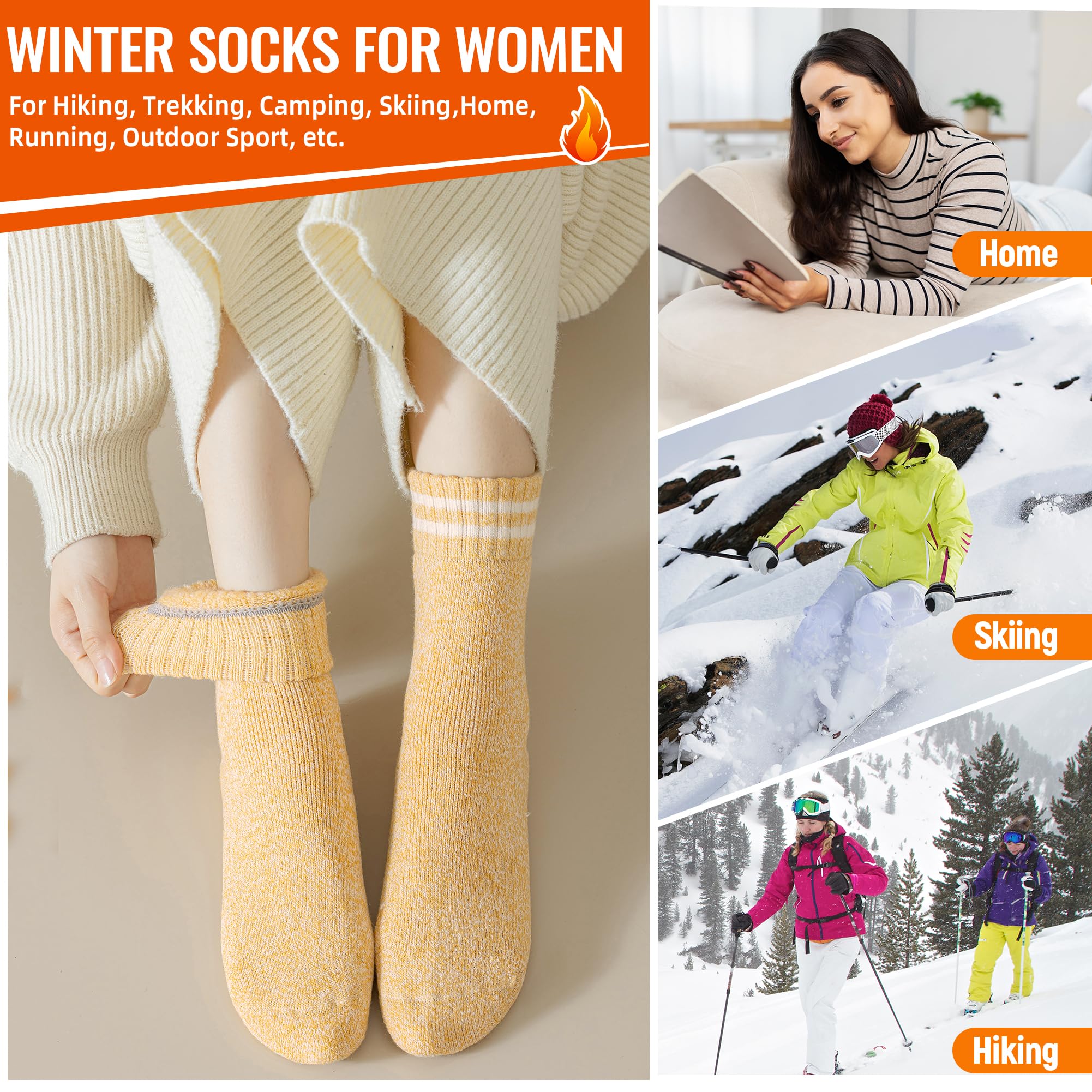 DoSmart Women's Thermal Ski Socks - 3 Pairs for Winter & Cold Weather Hiking