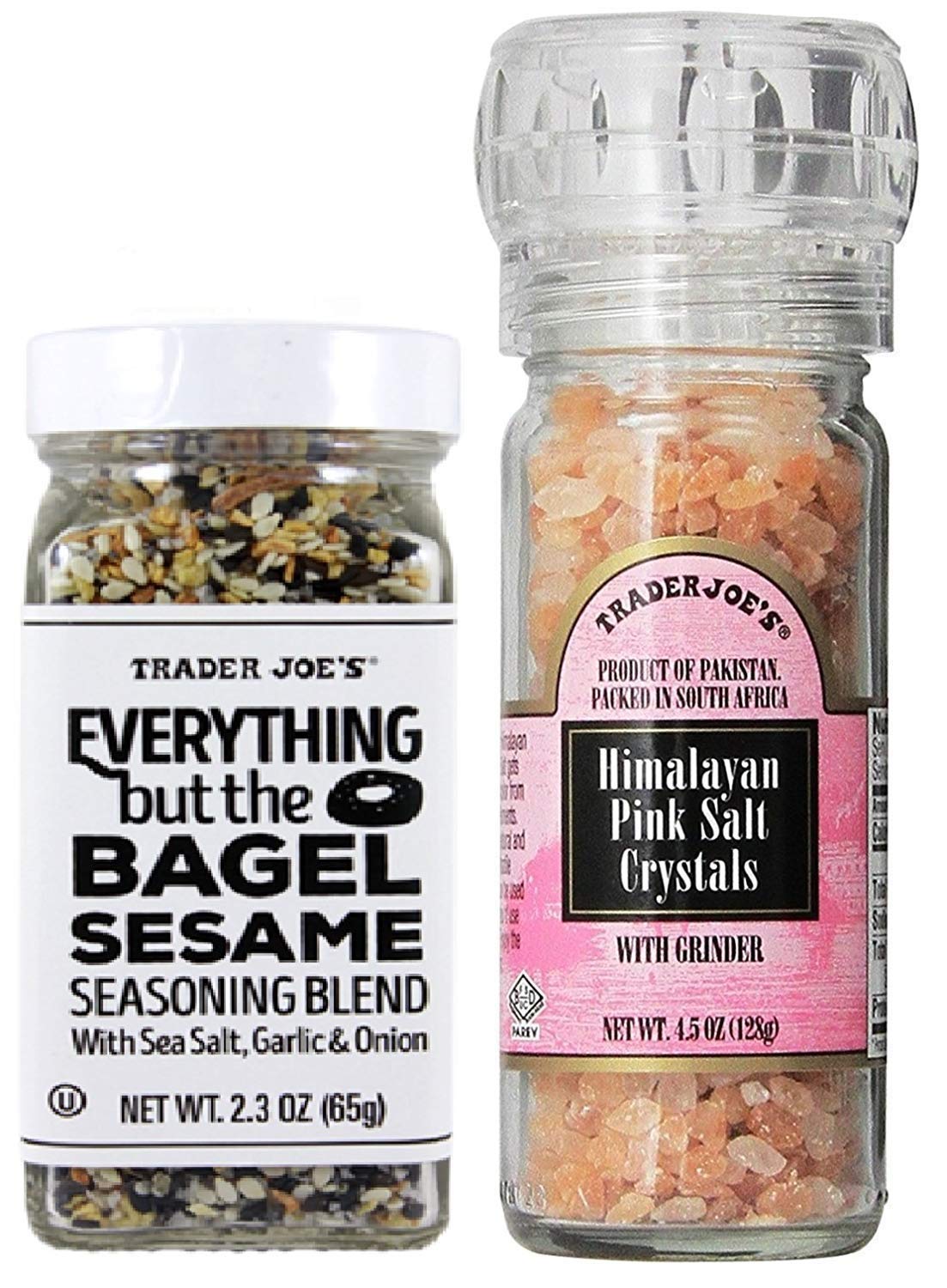 Trader Joe's Everything But The Bagel Sesame Seasoning Blend (2.3 oz) & Himalayan Pink Salt Grinder (4.5 oz) - Perfect for Avocado Toast, Salads & Home Cooking