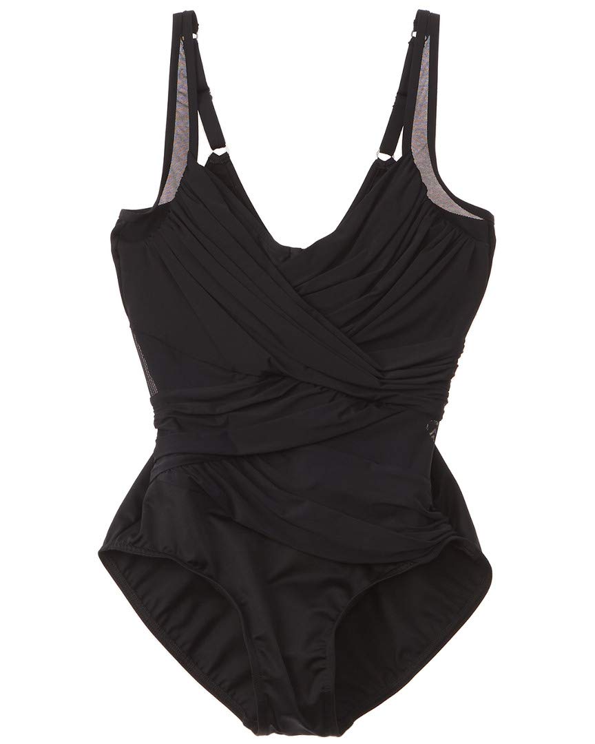 Miraclesuit Women's Solid 17 Madero One-Piece Swimsuit - Size 14 in Black | Slimming & Tummy Control Swimwear for Beach, Pool & Vacation