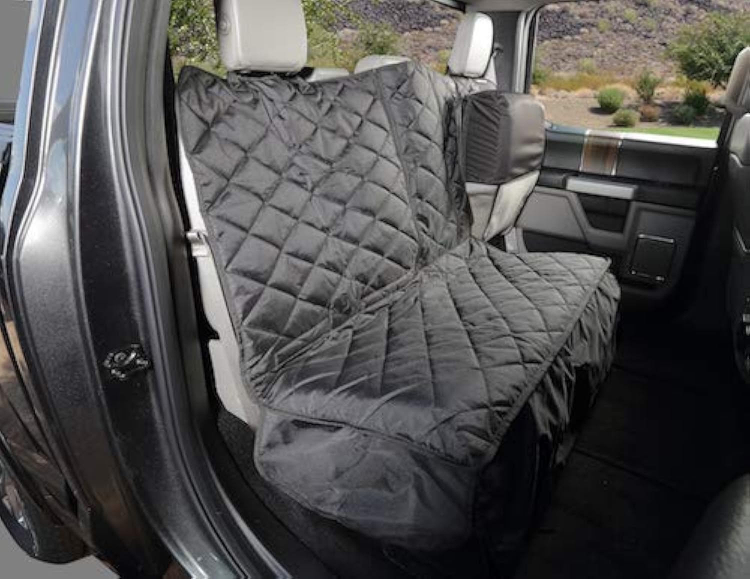 4Knines Heavy Duty Waterproof Crew Cab Truck Rear Bench Seat Cover with Pet Hammock - Black, Driver Side - Perfect for Dog Owners & Outdoor Adventures