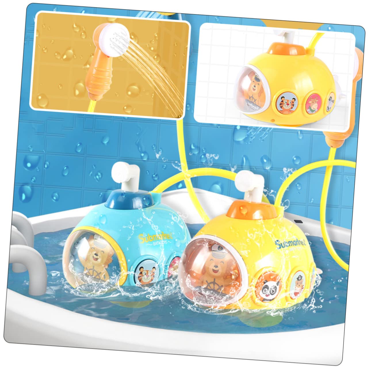 HEMOTON 3-Piece Yellow Plastic Bath Toys Set for Kids Ages 3-4 - Fun Shower Time Learning & Play for Toddlers