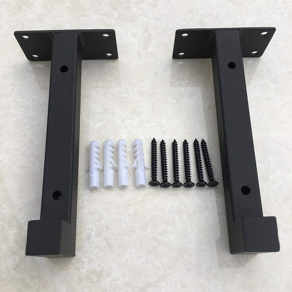 Heavy Duty Floating Shelf Brackets - 2 Pack 15cm/5.9in Wrought Iron Wall Mounted Shelf Supports for Bookshelves, Storage Racks & Shoe Racks - Hidden Right Angle Pipe Design for Modern Home & Office Organization