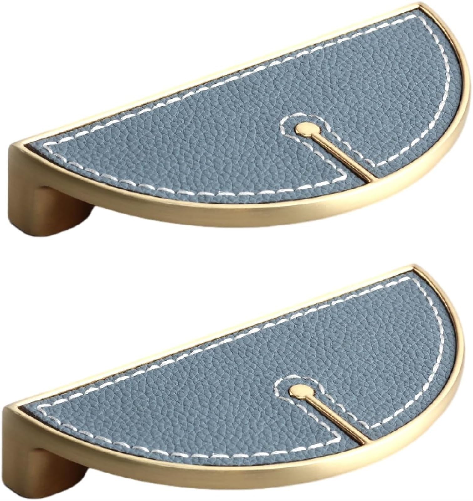 Golden Blue Half Round Leather Cabinet Knobs & Pull Handles (2-Pack) - Durable Kitchen Hardware for Doors, Drawers, Shoe Cabinets & Wine Cabinets - Perfect for Modern Home & Office Furniture