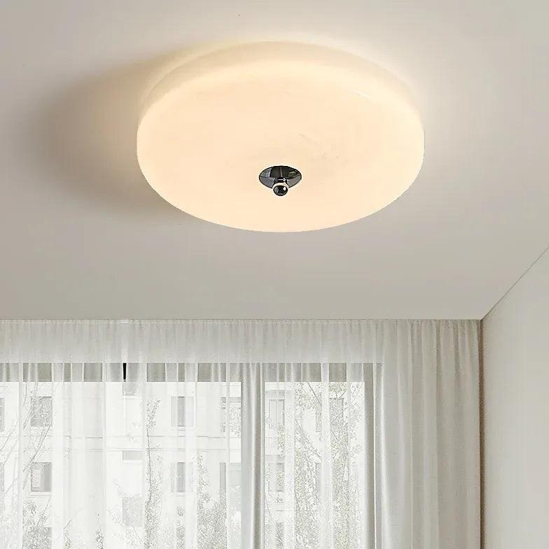 Round Glass Ceiling Light Fixture - Modern White Bedroom Lighting for Home Decor & Ambiance