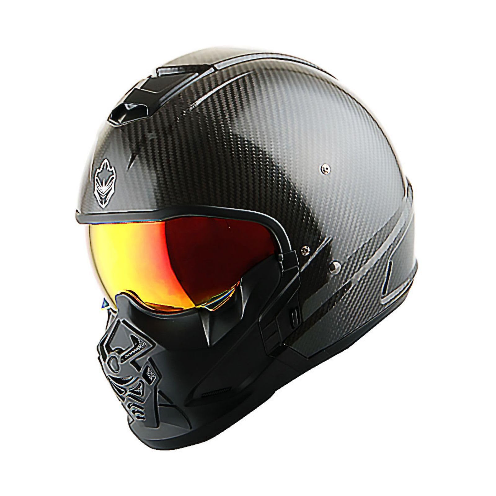 Martian Genuine Carbon Fiber Motorcycle Helmet HB-B2 - DOT Approved Full Face & Open Face Glossy Black - Lightweight & Durable for Street Riding, Racing & Cruising