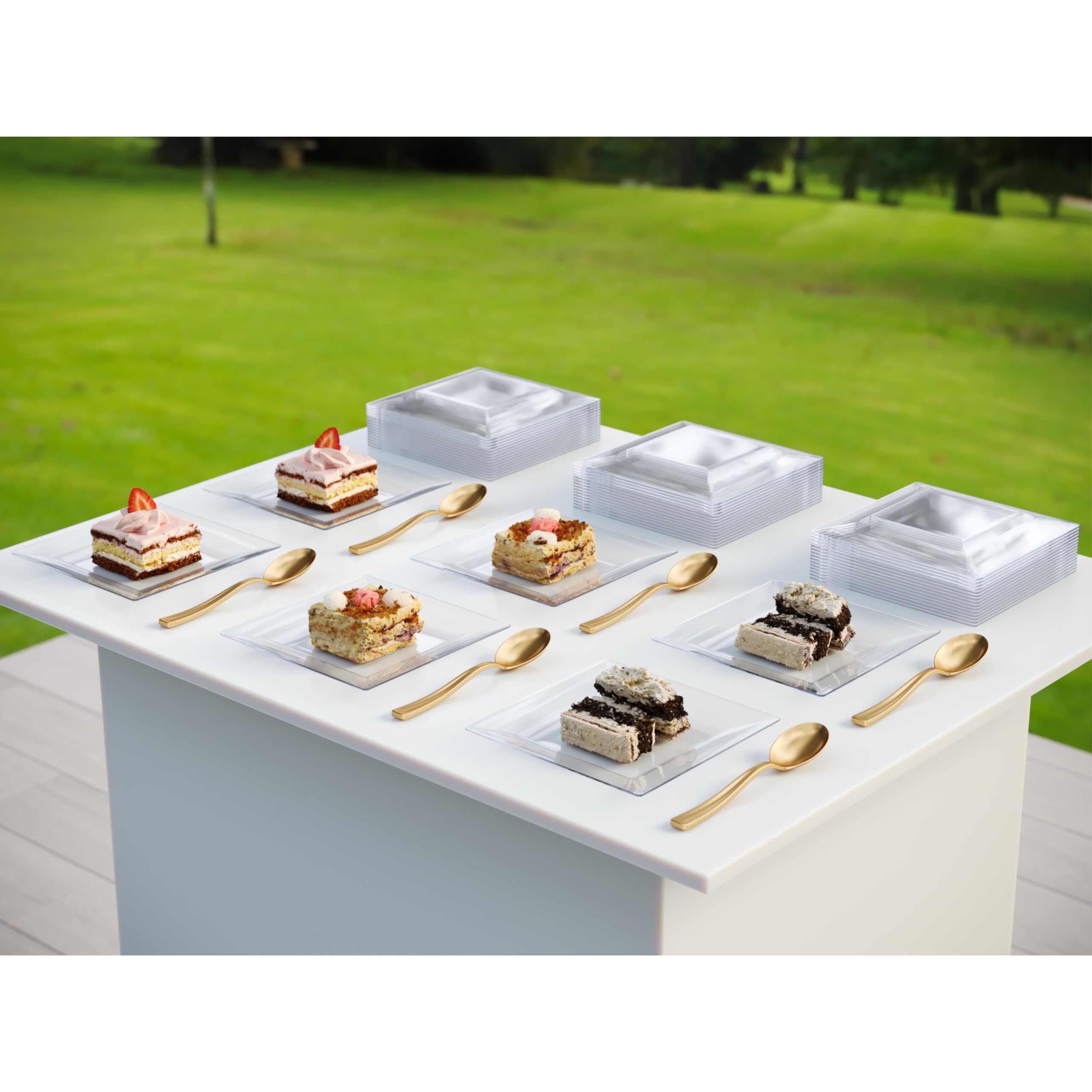 120 Pack 6.5 Inch Disposable Plastic Appetizer Plates - Crystal Clear Dessert Plates for Weddings, Birthdays, Parties - Elegant Stackable BPA-Free Tableware - Perfect for Cocktail Receptions, Buffets, and Formal Dining Events