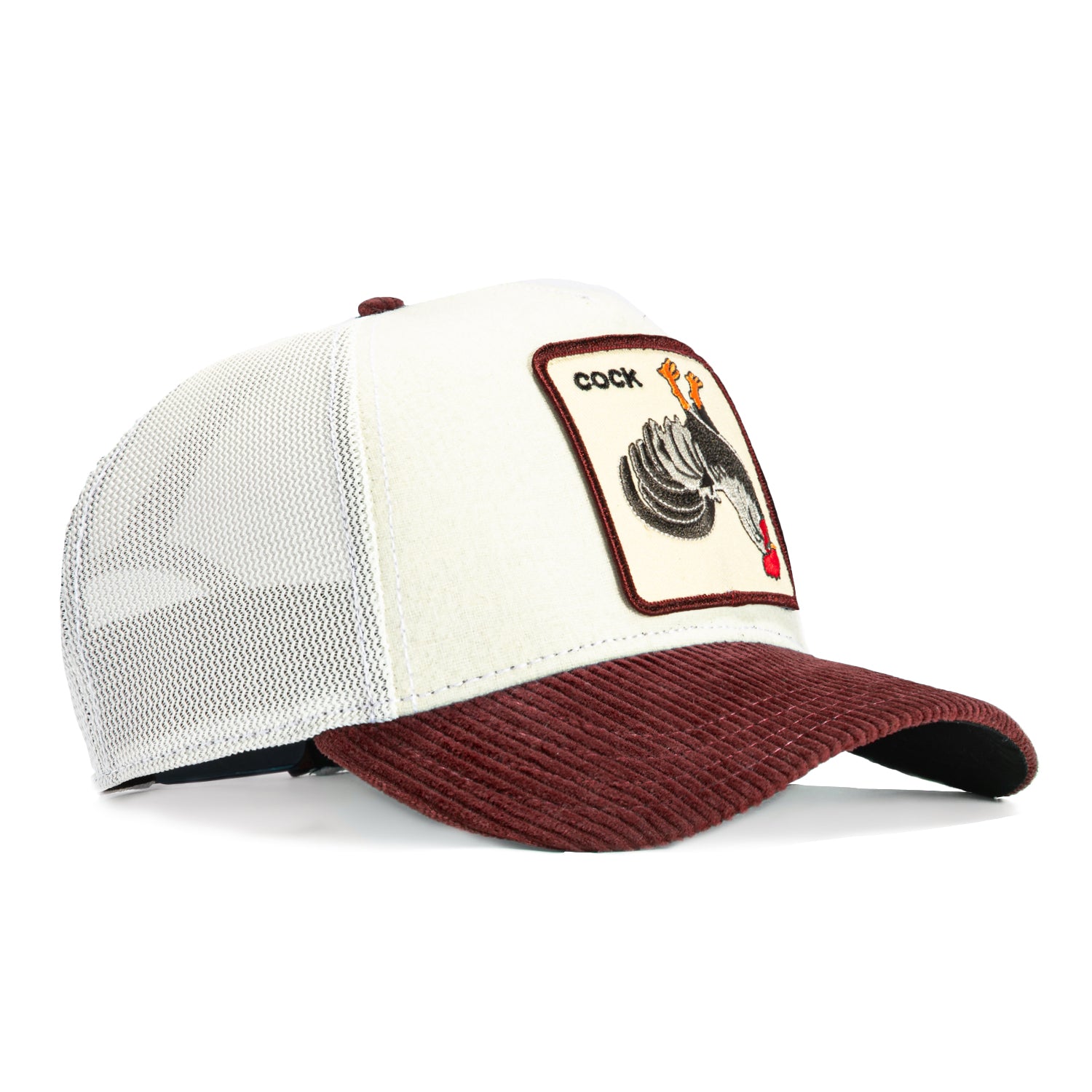 Goorin Bros Retsoor Cock Adjustable Trucker Snapback Hat - White & Red - Perfect for Casual Wear, Outdoor Activities & Sports