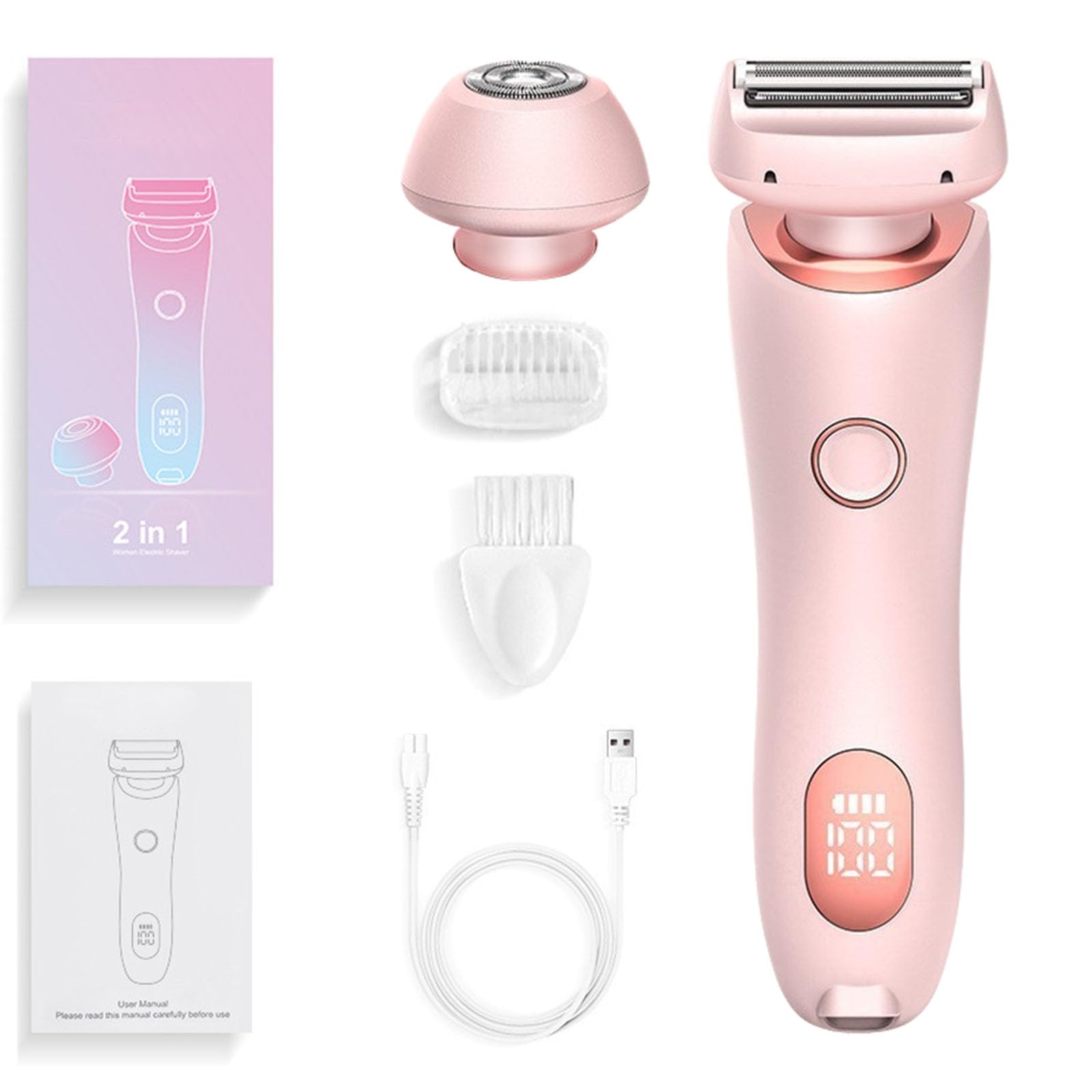 Solys Pink Waterproof Electric Razor for Women - Cordless Bikini Trimmer & Body Hair Remover for Legs, Underarms & Sensitive Areas - Smooth Shaving for Travel & Daily Use