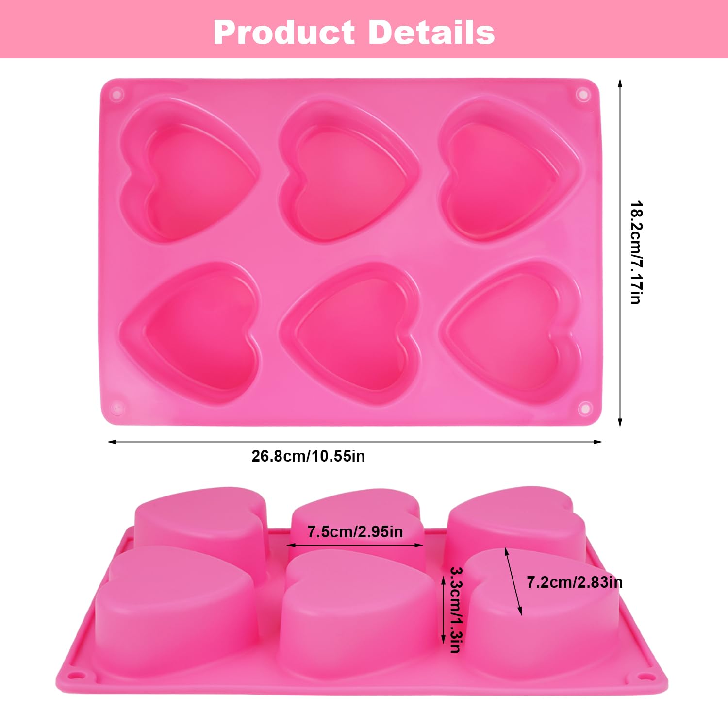 2-Piece Heart-Shaped Silicone Cake Mold Set - Non-Stick 3D Heart Baking Molds for Chocolate Mousse, Jelly, Cupcakes (Red) - Perfect for Valentine's Day, Birthday Parties & Romantic Desserts