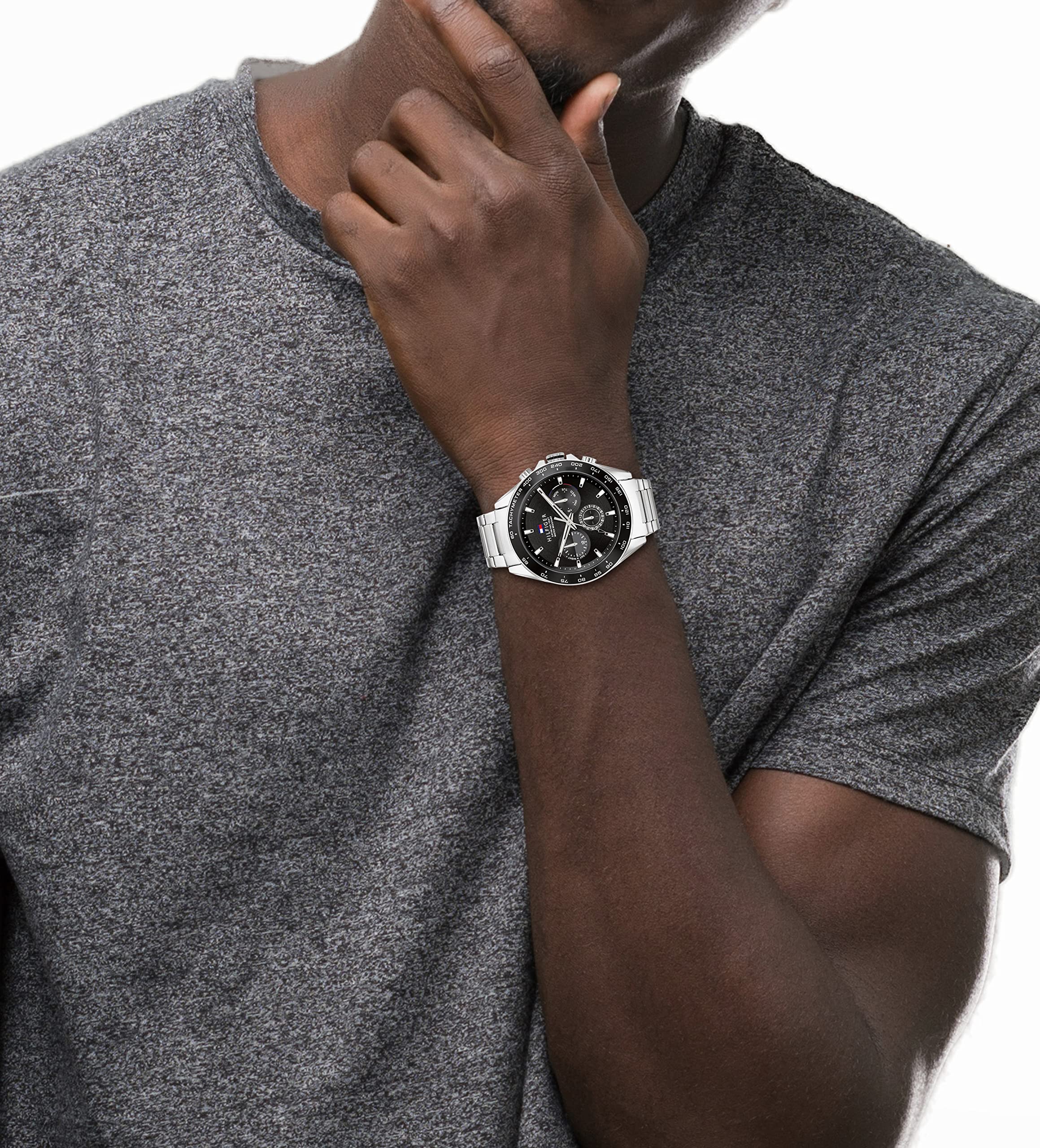 Tommy Hilfiger Men's Stainless Steel Quartz Watch - Waterproof Dress Watch for Business & Casual Wear - Perfect for Office, Date Night & Everyday Use
