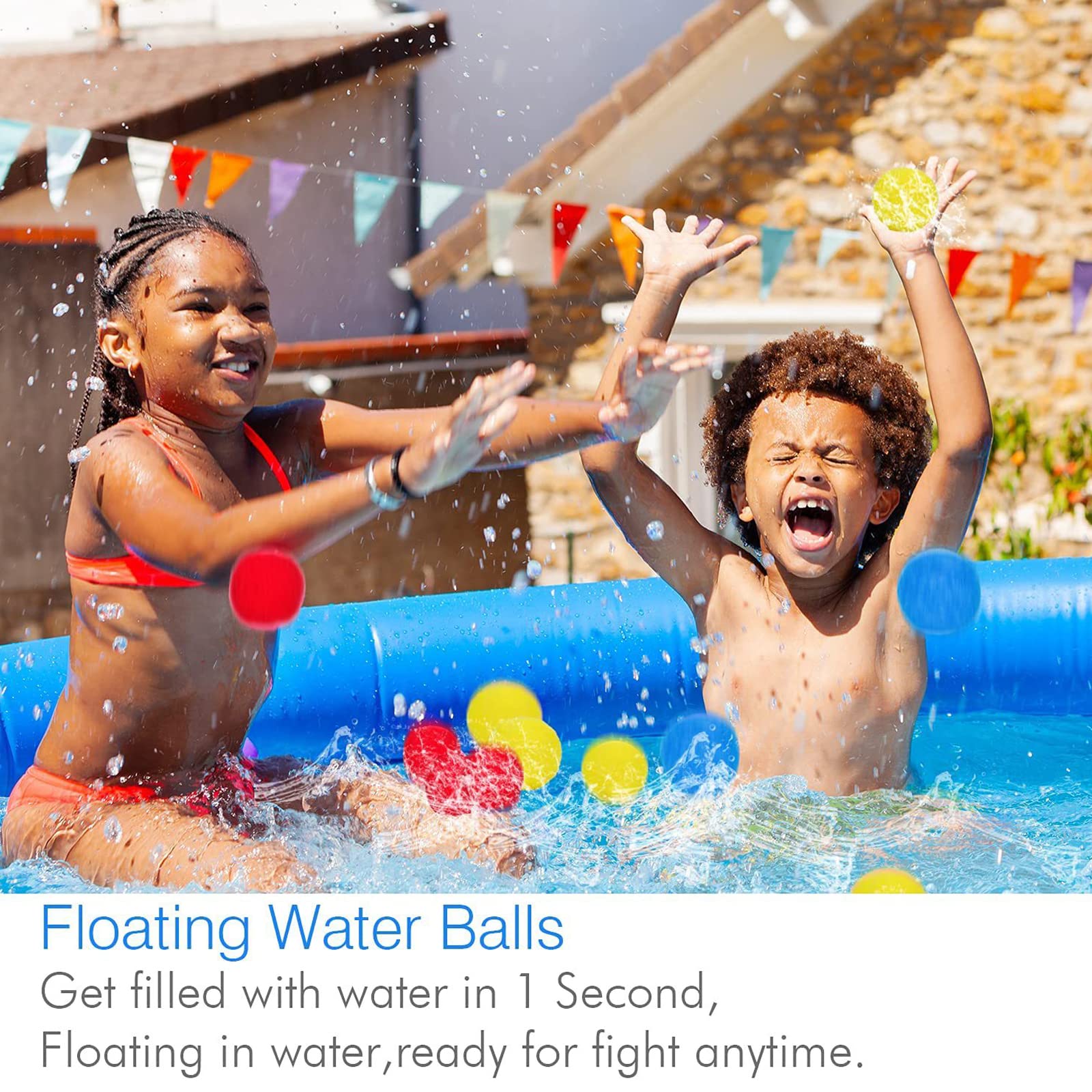 50 Automatic Shut-Off Water Balloons - Fast Fill Water Bomb Sponge Balls for Kids - Summer Outdoor Water Games, Pool Parties & Backyard Fun